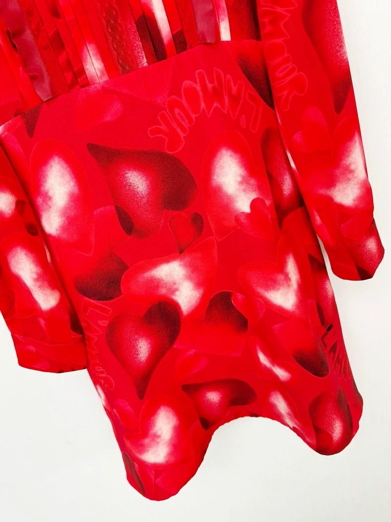Valentino Valentino Red Patterned Long Sleeve Dress Size S / US 4 / IT 40 - 4 Thumbnail