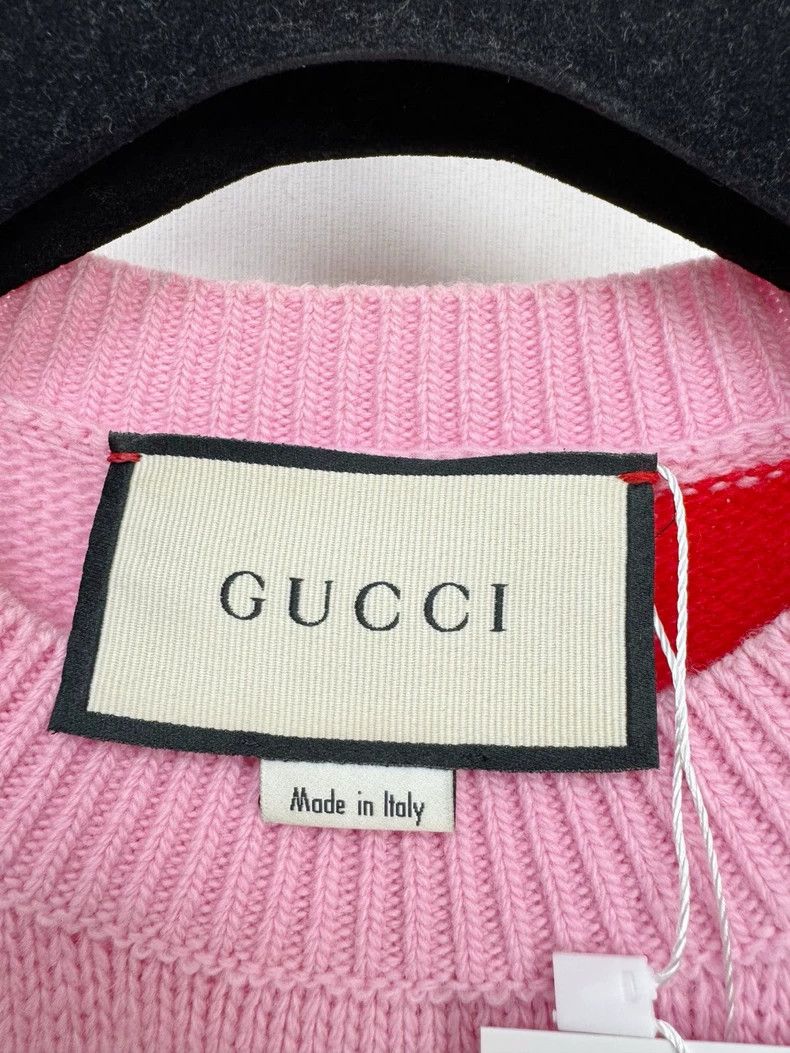 Gucci Pink Knit Sweater with Red Apple Pattern Size S / US 4 / IT 40 - 2 Thumbnail