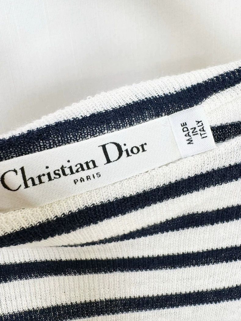 Dior White Striped Long Sleeve Knit Top Size S / US 4 / IT 40 - 2 Thumbnail