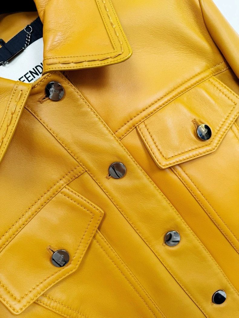 Fendi Fendi Yellow Leather Jacket Size 42 Size M / US 6-8 / IT 42-44 - 3 Thumbnail