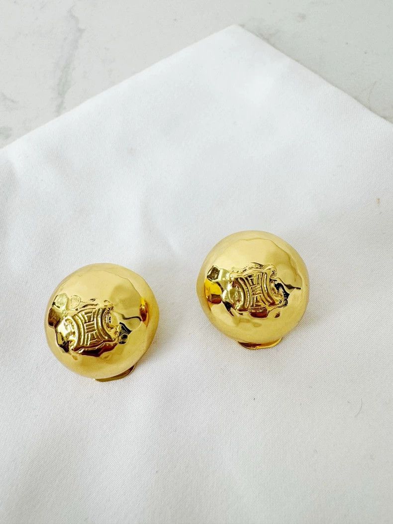Celine Celine Golden Clip-On Earrings Excellent Condition Size ONE SIZE - 2 Thumbnail