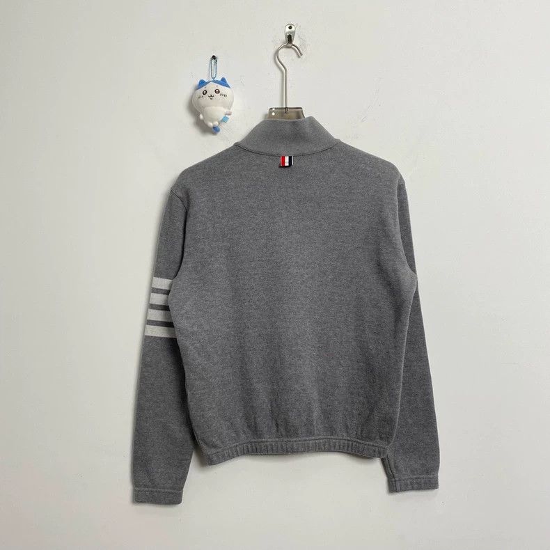 Thom Browne Thom Browne Gray Quarter-Zip Knit Sweatshirt - dmc Size US XXS / EU 40 - 4 Thumbnail