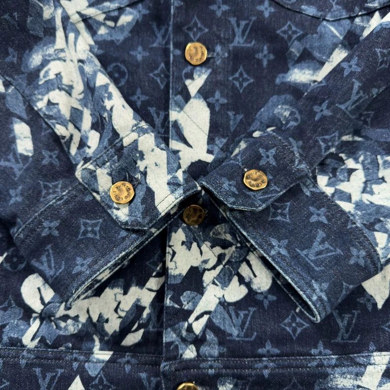 Louis Vuitton Blue Patterned Denim Jacket - dmc Size US L / EU 52-54 / 3 - 6 Thumbnail