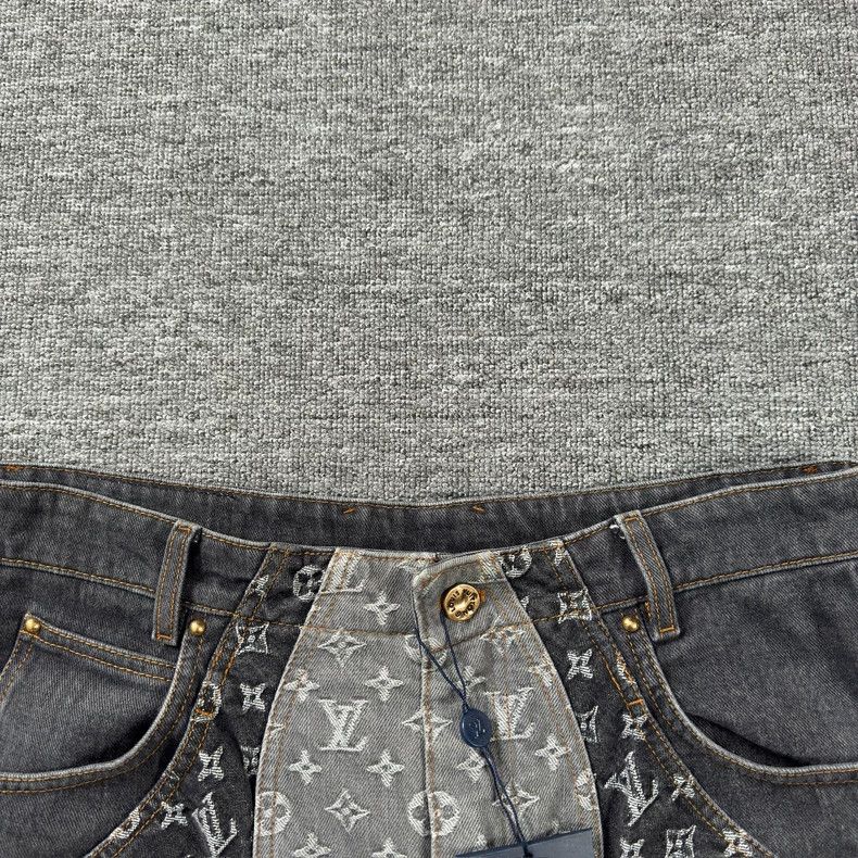 Louis Vuitton Black Irregular Printed Denim Pants - dmc Size US 34 / EU 50 - 2 Thumbnail