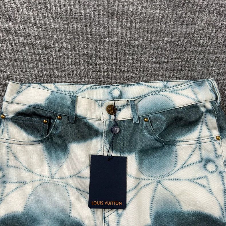 Louis Vuitton Blue Denim Pants with Tie-Dye Print - dmc Size US 32 / EU 48 - 2 Thumbnail
