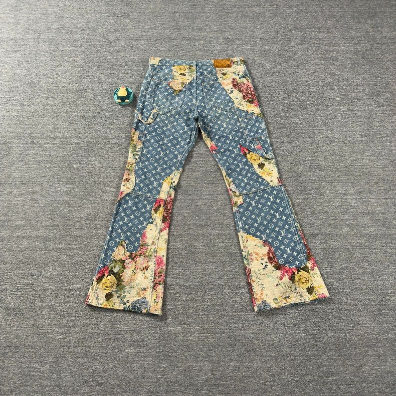 Louis Vuitton Floral Patchwork Denim Pants - dmc Size US 34 / EU 50 - 2 Thumbnail