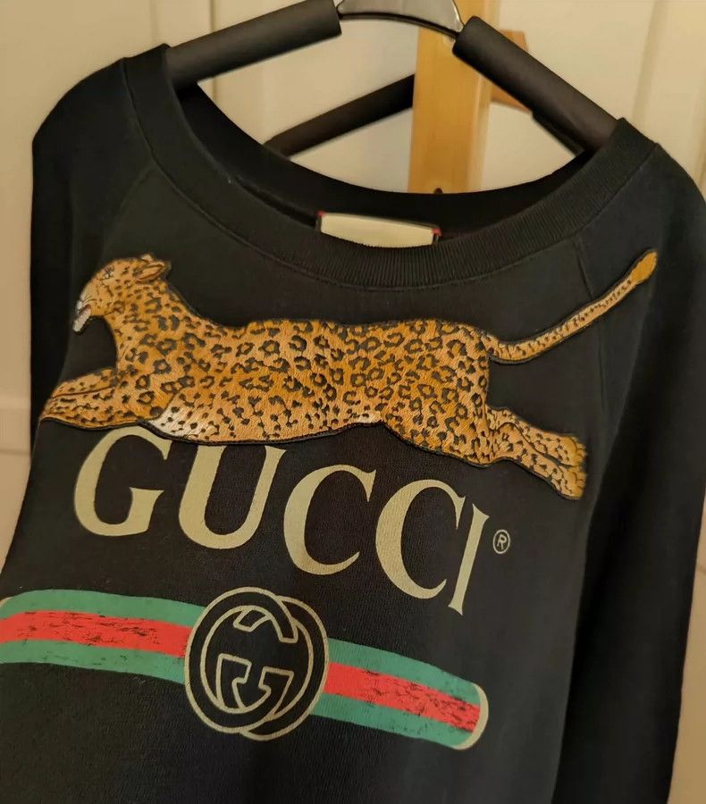 Gucci Gucci Black Sweatshirt with Leopard Design - dmc Size US M / EU 48-50 / 2 - 2 Thumbnail