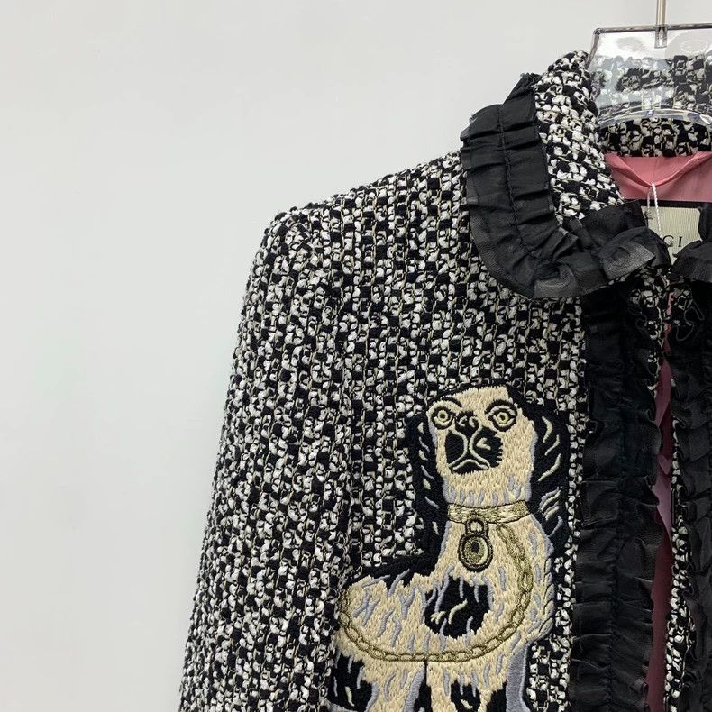 Gucci Gucci Black Dog Embroidered Tweed Jacket - dmc Size US S / EU 44-46 / 1 - 3 Thumbnail