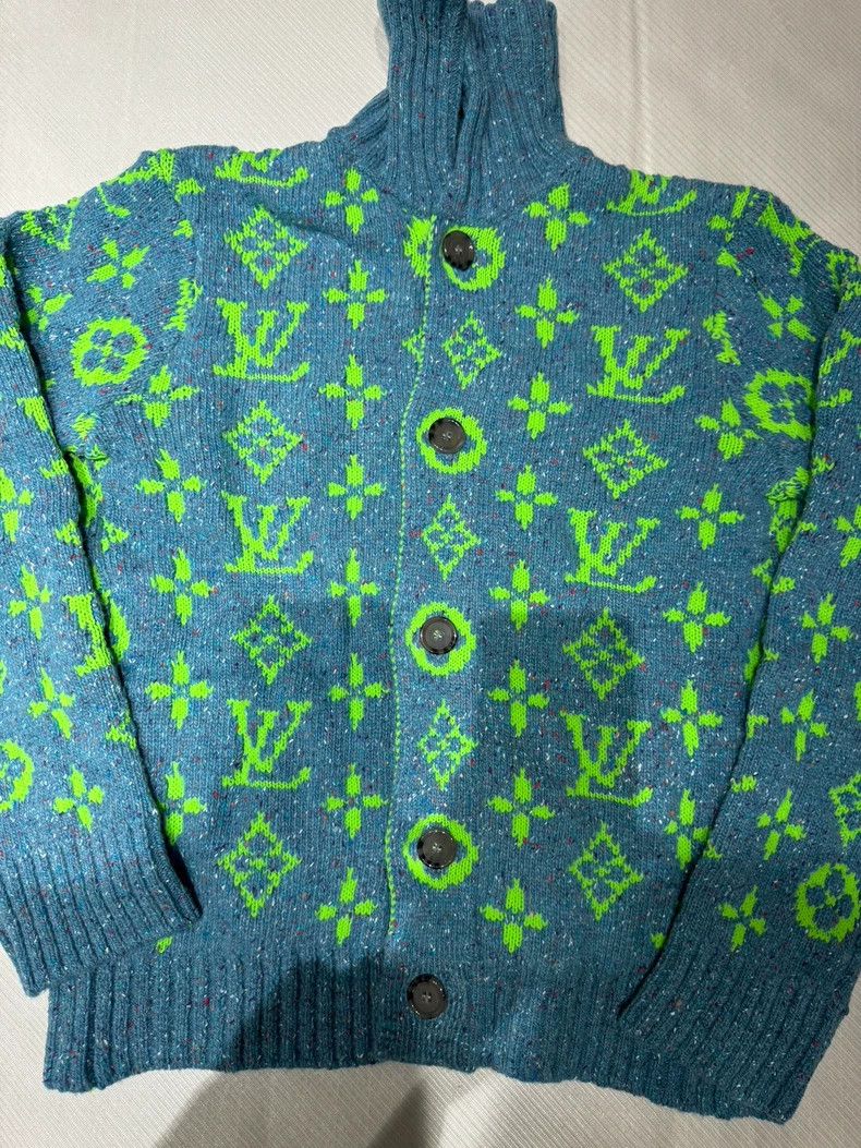 Louis Vuitton LV Knit Cardigan in Fluorescent Green and Blue - dmc Size US M / EU 48-50 / 2 - 2 Thumbnail