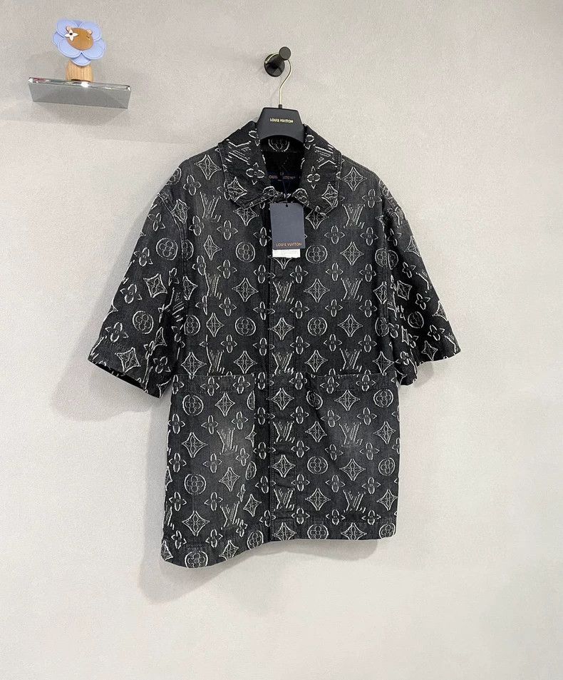 Louis Vuitton Black Printed Denim Short Sleeve Shirt - dmc Size US S / EU 44-46 / 1 - 4 Thumbnail