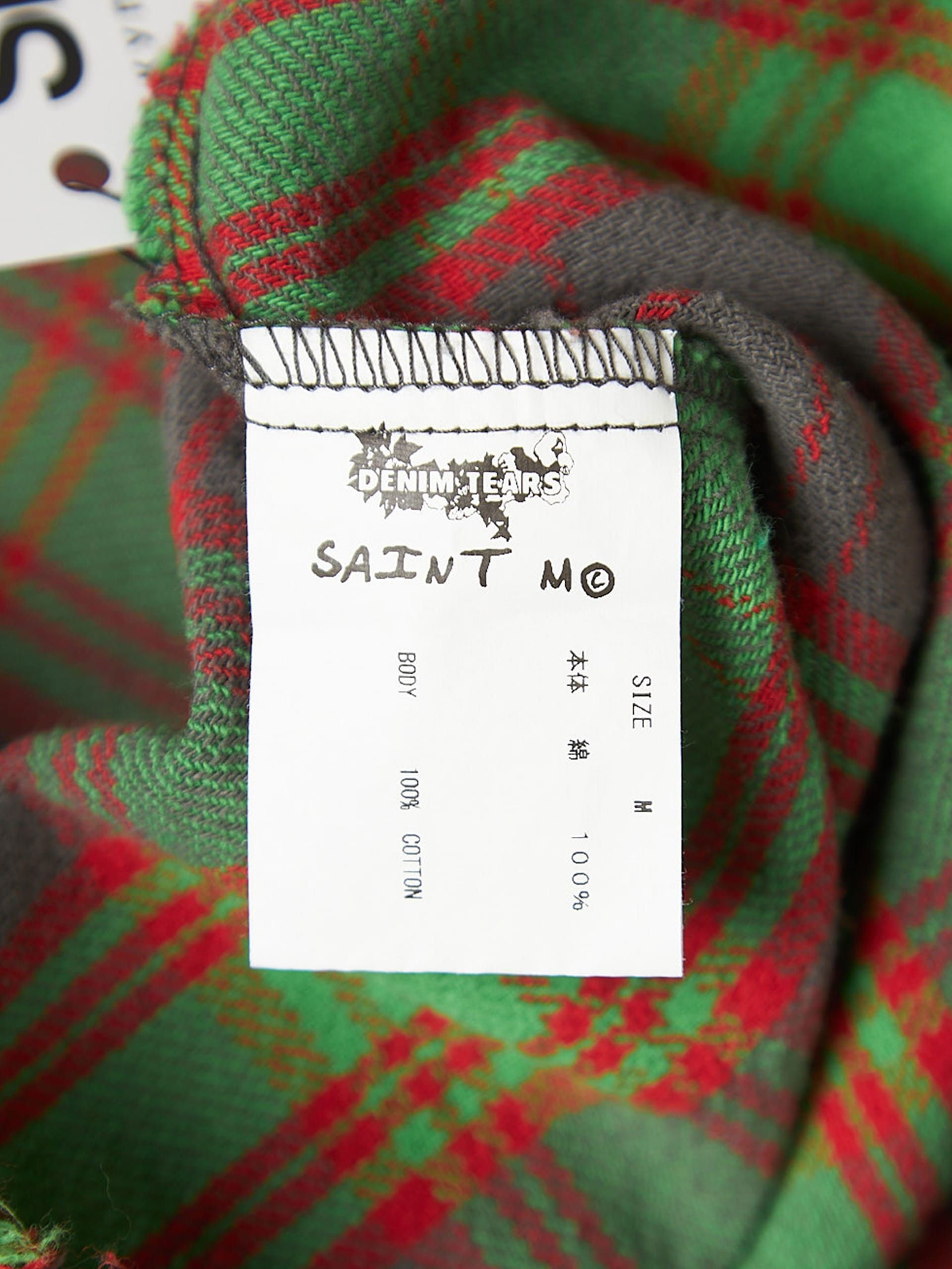 Saint Michael Gray Oversized Green Red Checked Distressed Cotton Shirt Size US M / EU 48-50 / 2 - 4 Thumbnail