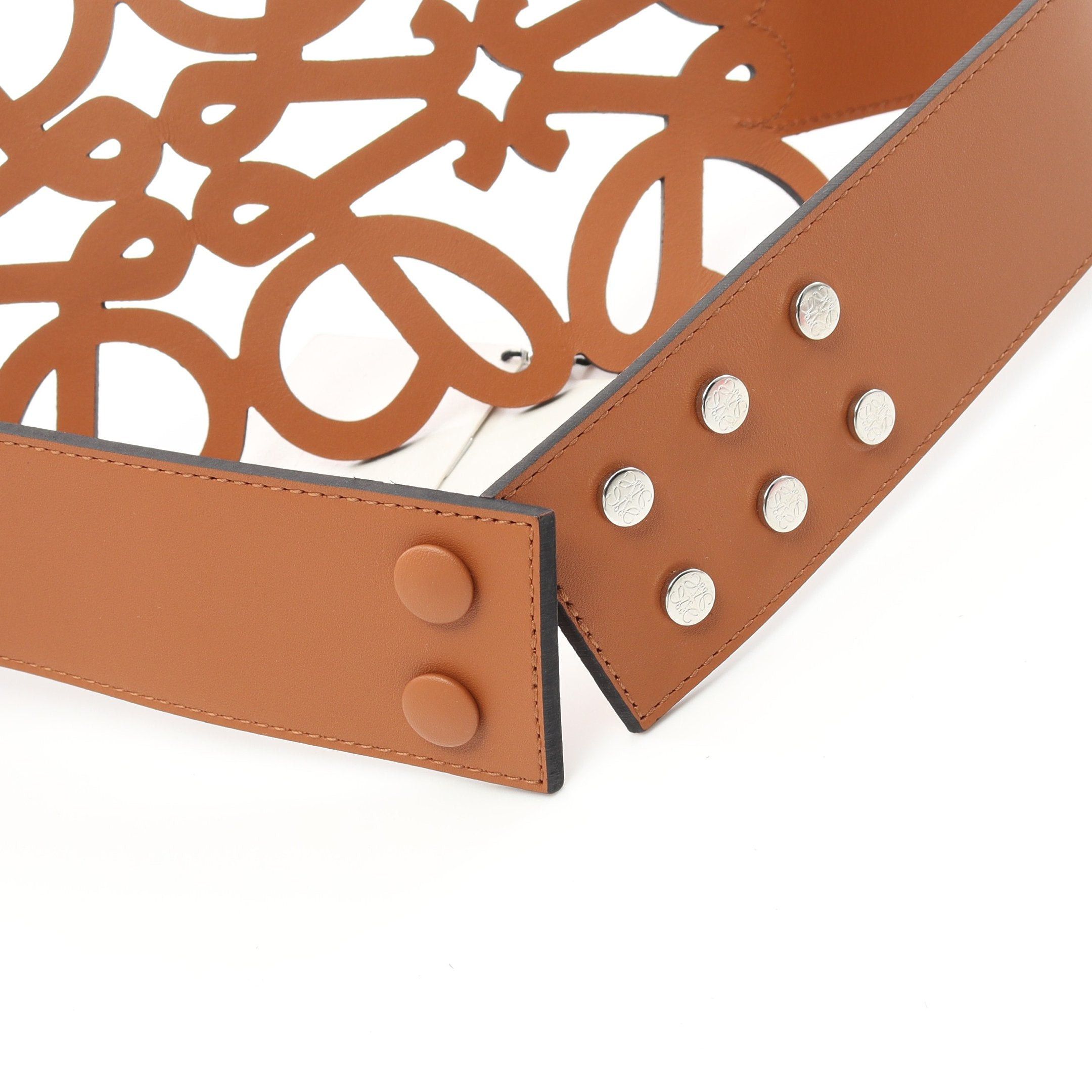 Loewe Loewe Anagram Cut Out Belt Leather Brown Size ONE SIZE - 3 Thumbnail