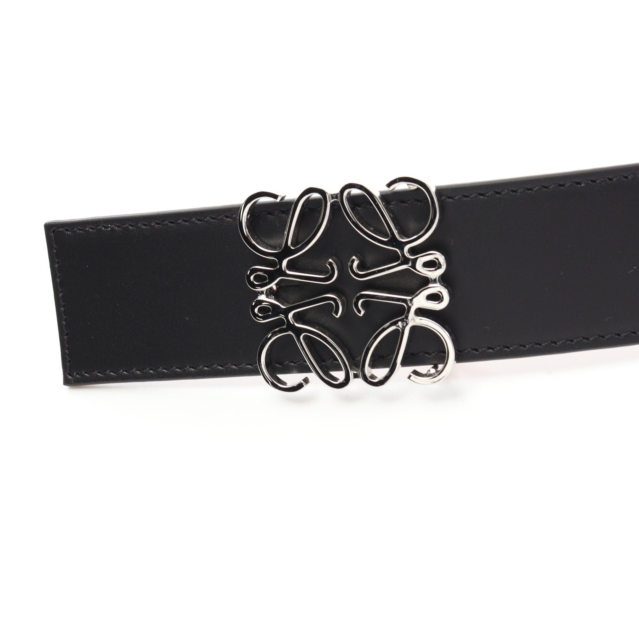 Loewe Loewe Anagram Belt Leather Black Brown Reversible Silver Hardware Size ONE SIZE - 2 Thumbnail