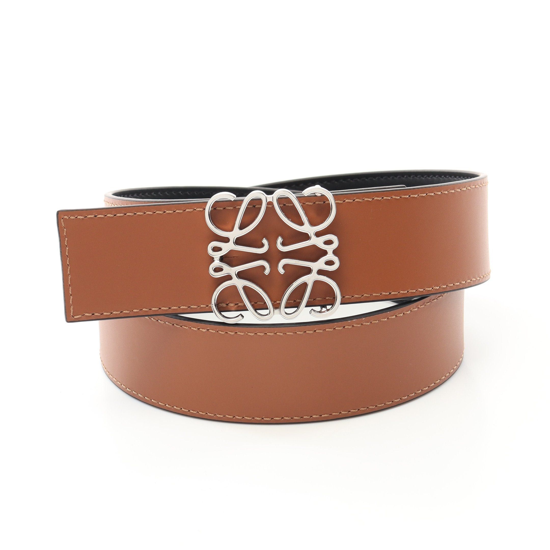 Loewe Loewe Anagram Belt Leather Black Brown Reversible Silver Hardware Size ONE SIZE - 5 Thumbnail