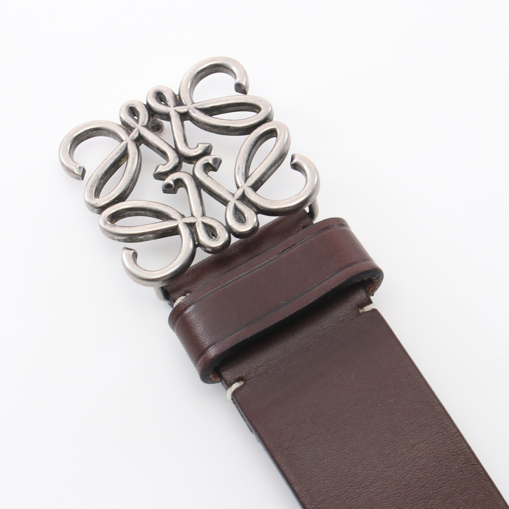 Loewe Loewe Chunky Anagram Belt Leather Dark Brown Size ONE SIZE - 2 Thumbnail