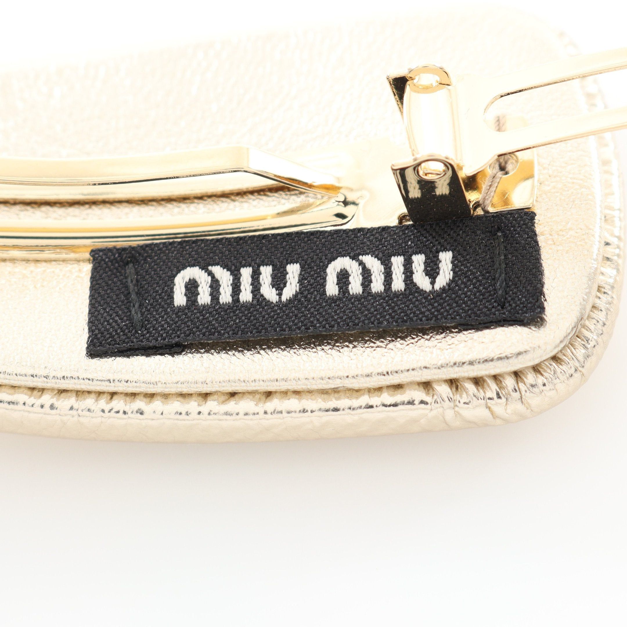 Miu Miu Miu Miu Hair Clip Barretta Leather Gold Size ONE SIZE - 3 Thumbnail