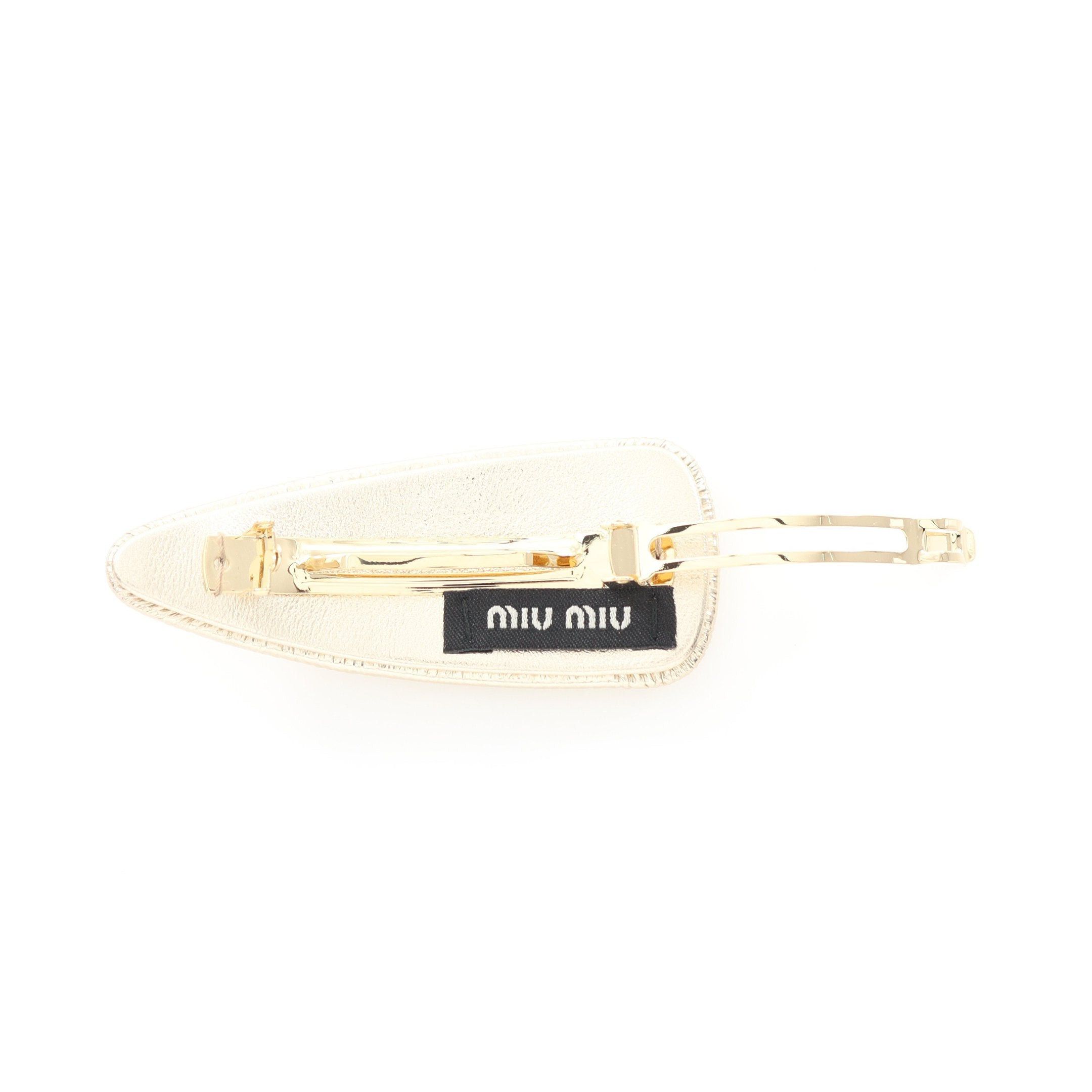 Miu Miu Miu Miu Hair Clip Barretta Leather Gold Size ONE SIZE - 2 Thumbnail