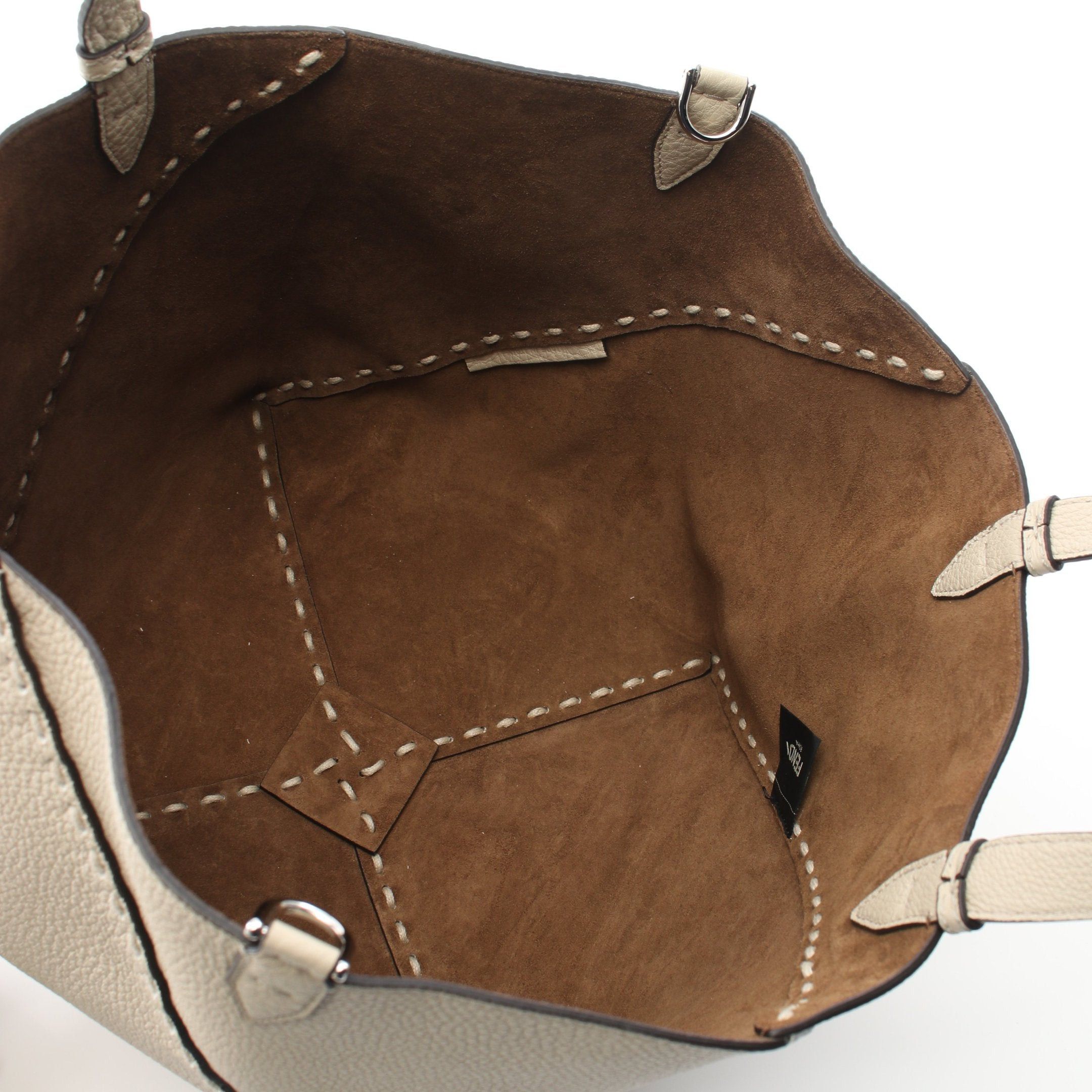 Fendi Fendi Selleria Diagonal Small Handbag Tote Bag Leather Light Beige Size ONE SIZE - 3 Thumbnail