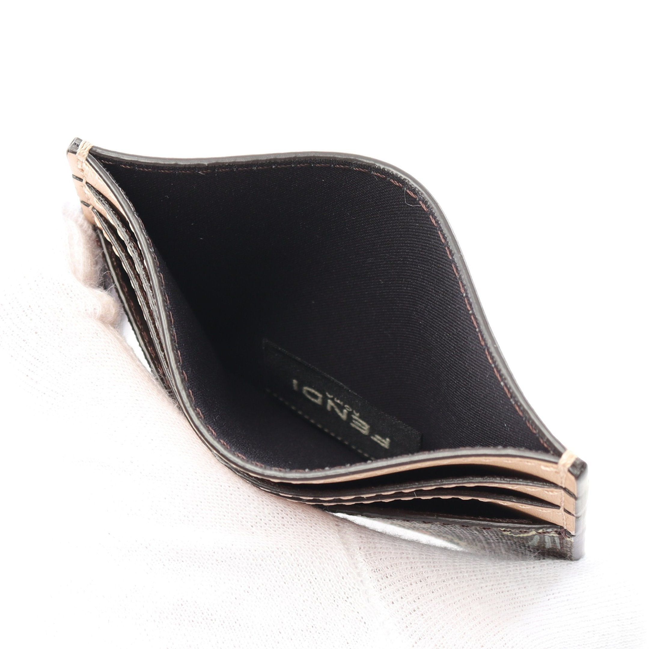 Fendi Fendi Card Case Floral Pattern Leather Brown Multicolor Size ONE SIZE - 3 Thumbnail