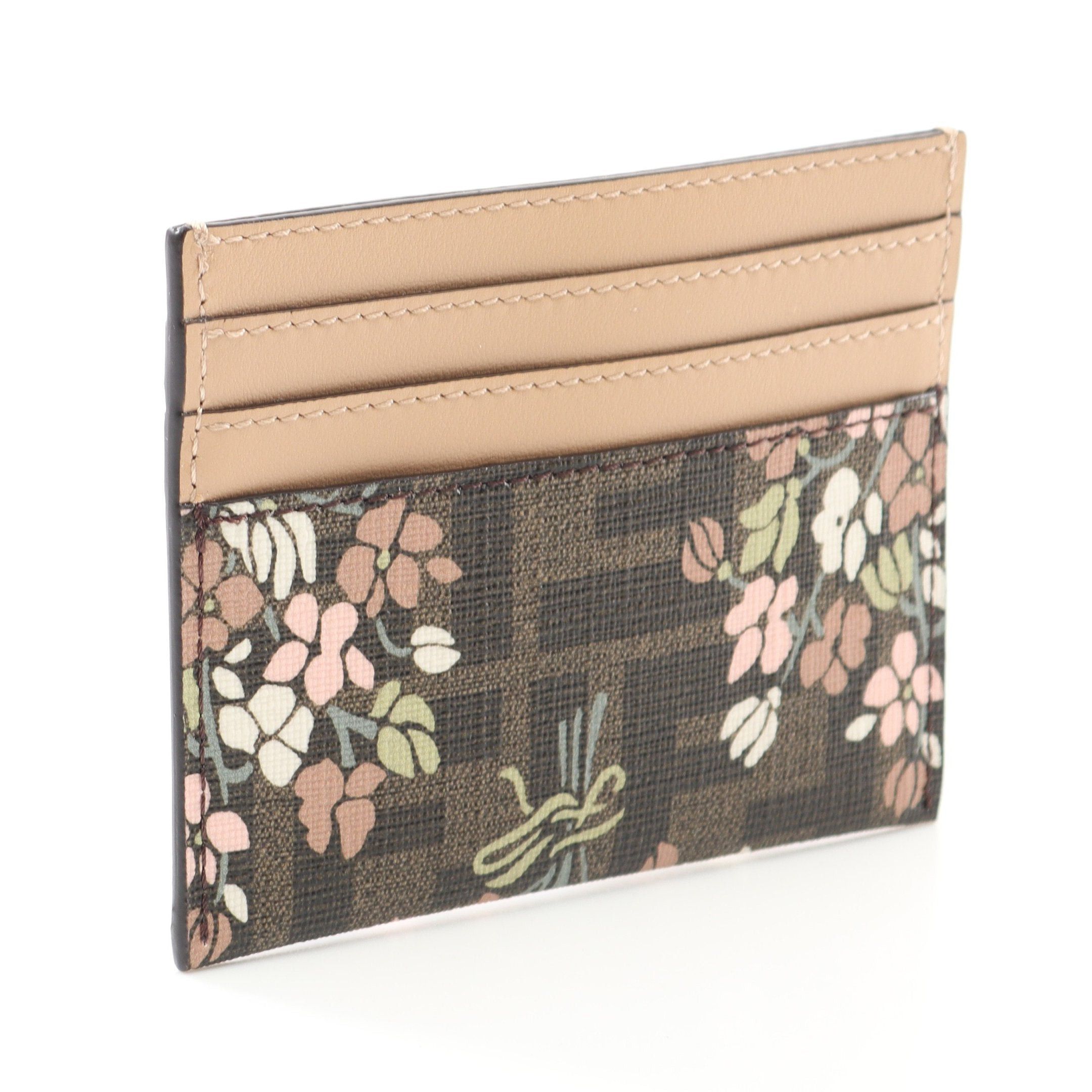 Fendi Fendi Card Case Floral Pattern Leather Brown Multicolor Size ONE SIZE - 2 Thumbnail