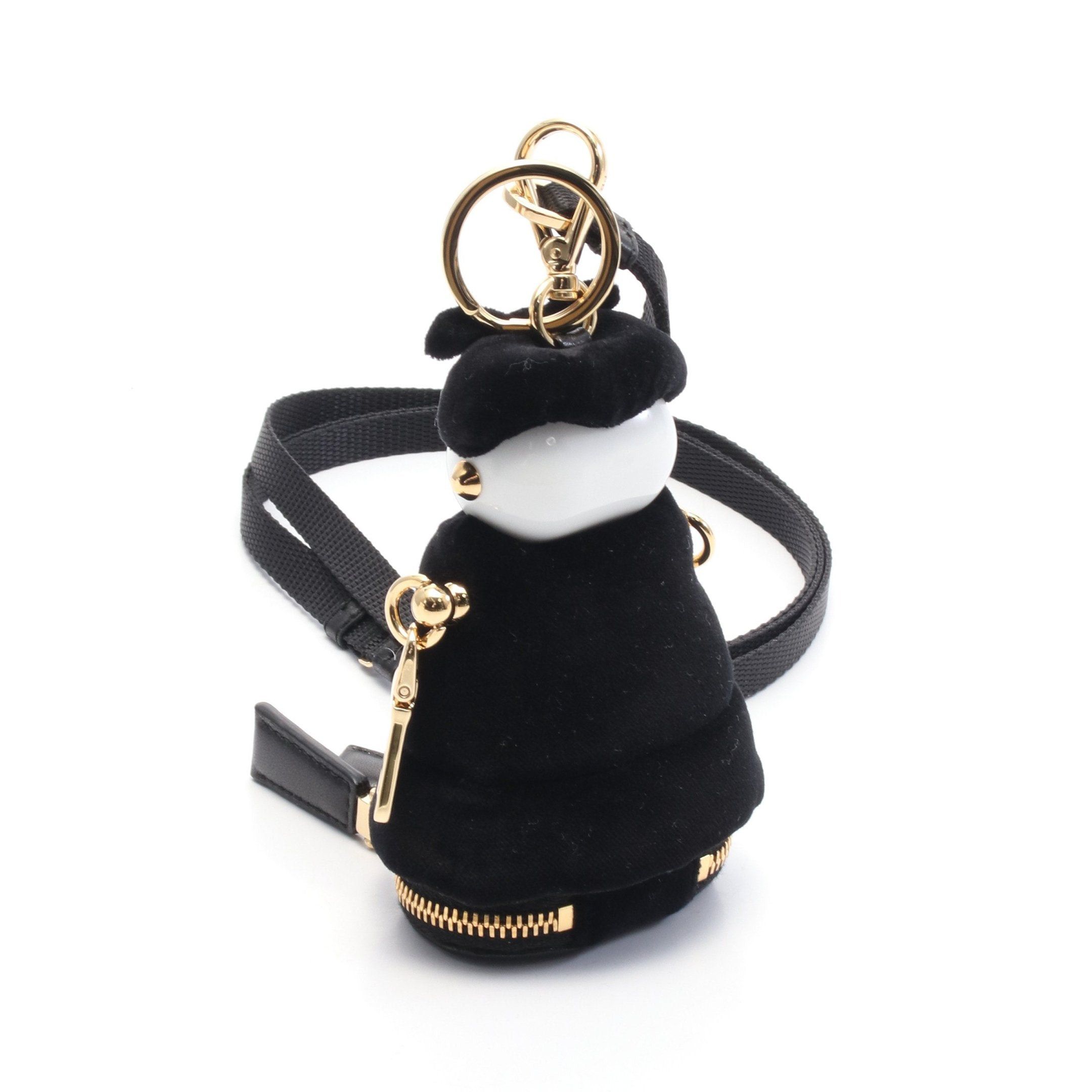 Prada Prada Soft Robot Bag Charm Velvet Black White Size ONE SIZE - 2 Thumbnail