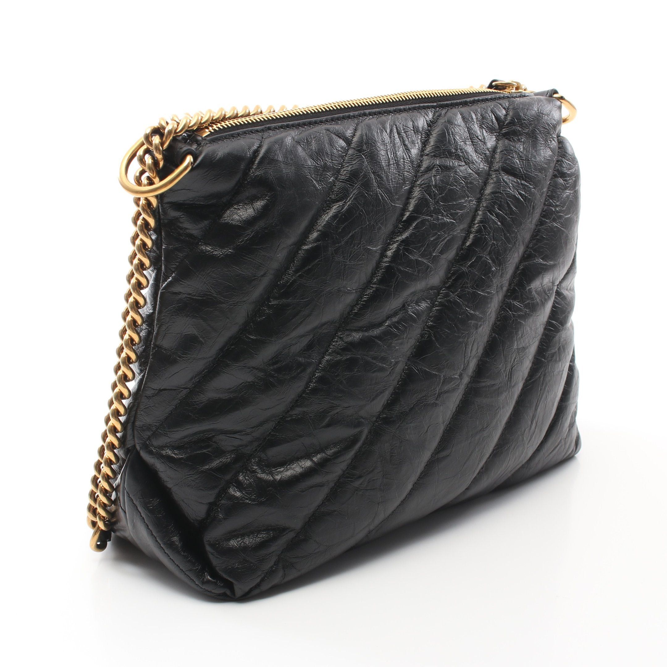 Balenciaga Balenciaga Crush Small Hobo Bag Quilted Chain Shoulder Leather Black Size ONE SIZE - 2 Thumbnail