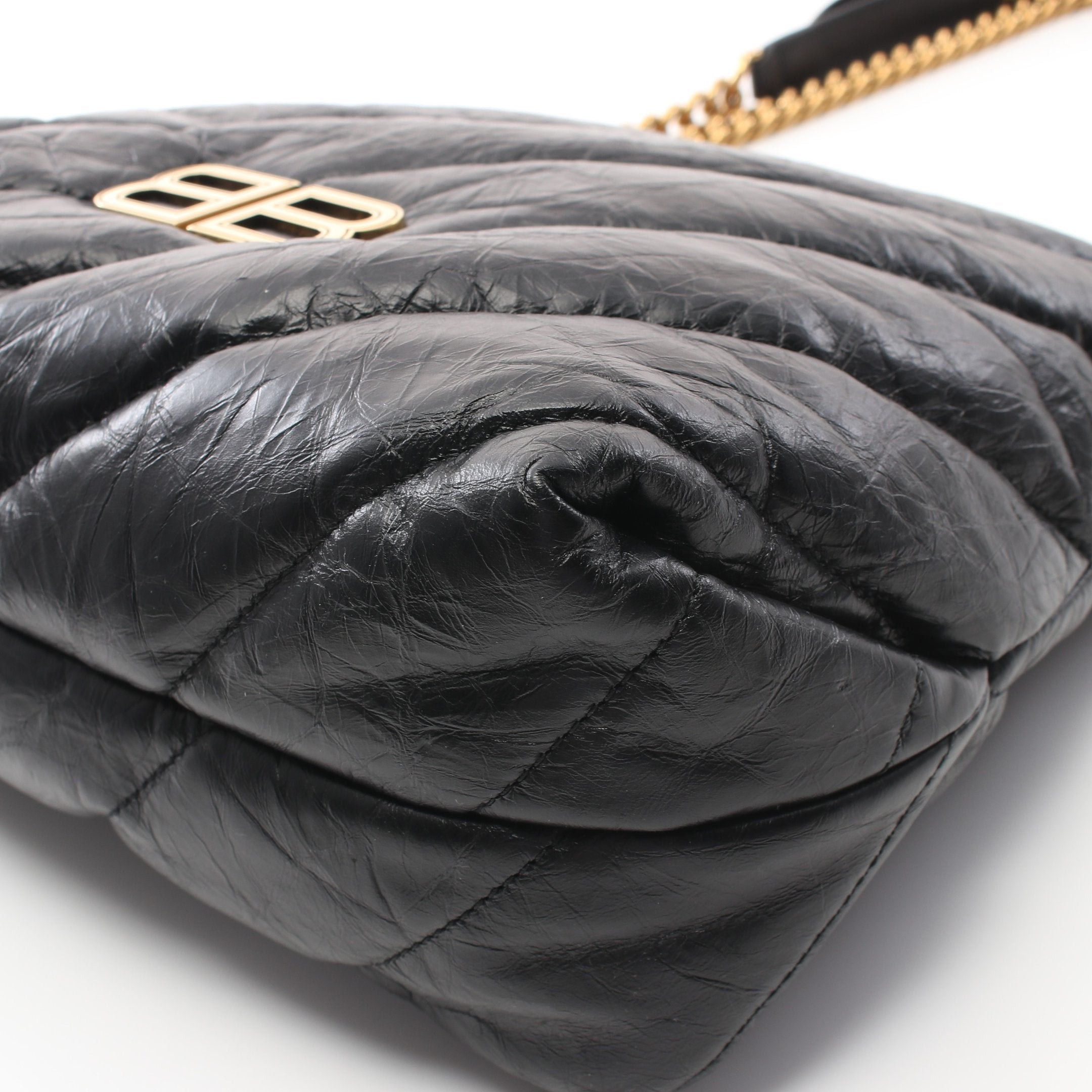 Balenciaga Balenciaga Crush Small Hobo Bag Quilted Chain Shoulder Leather Black Size ONE SIZE - 5 Thumbnail