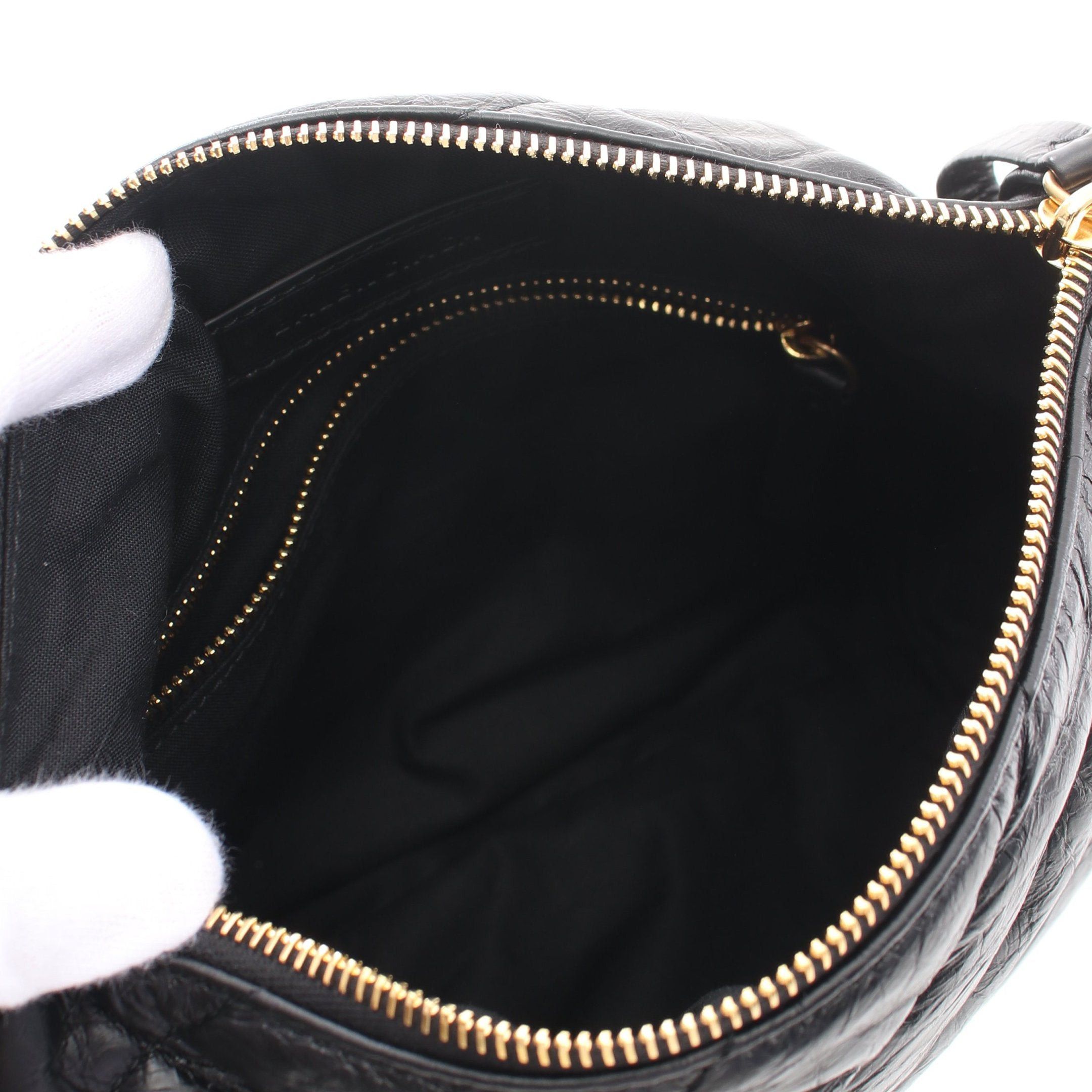 Balenciaga Balenciaga Crush Small Hobo Bag Quilted Chain Shoulder Leather Black Size ONE SIZE - 3 Thumbnail