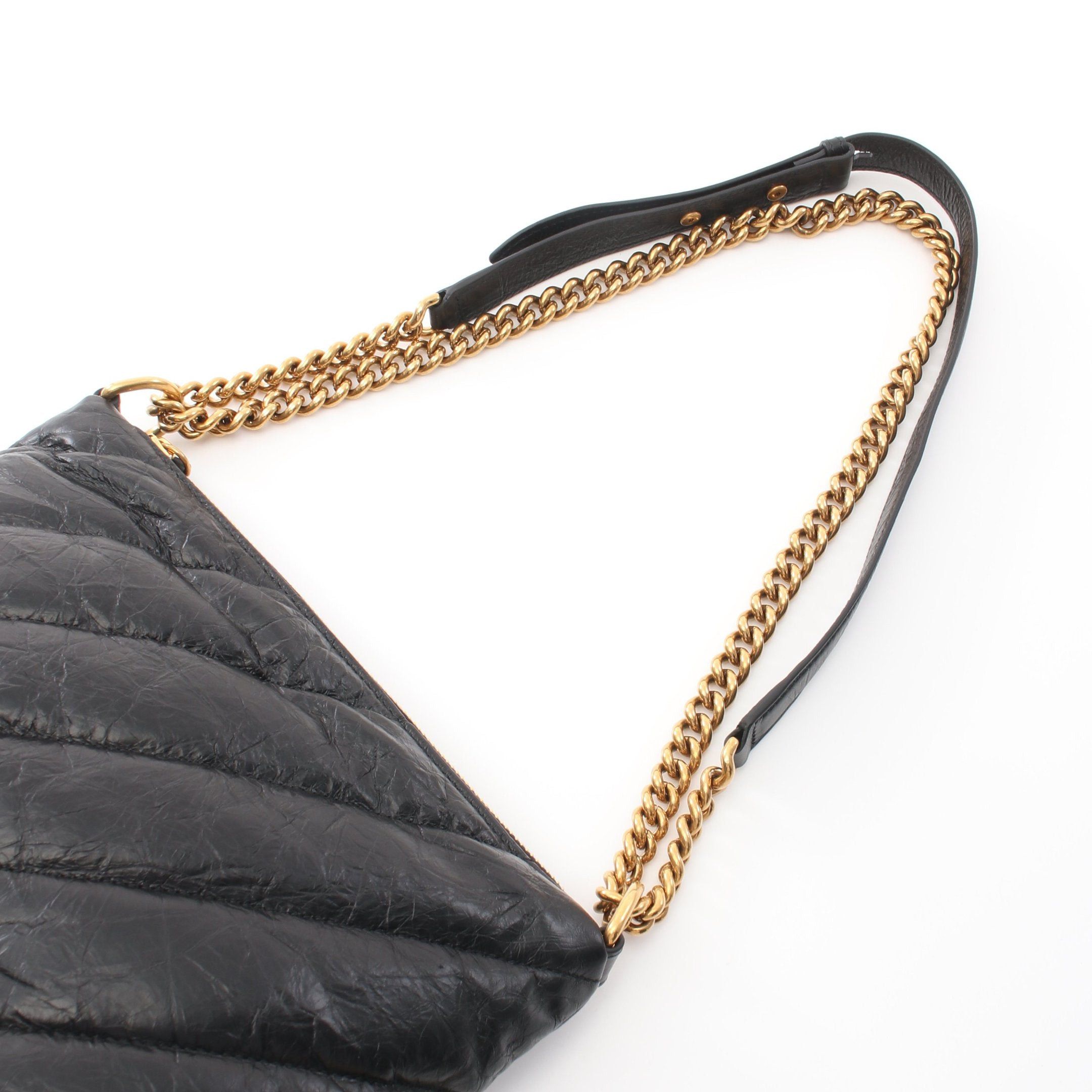 Balenciaga Balenciaga Crush Small Hobo Bag Quilted Chain Shoulder Leather Black Size ONE SIZE - 6 Thumbnail