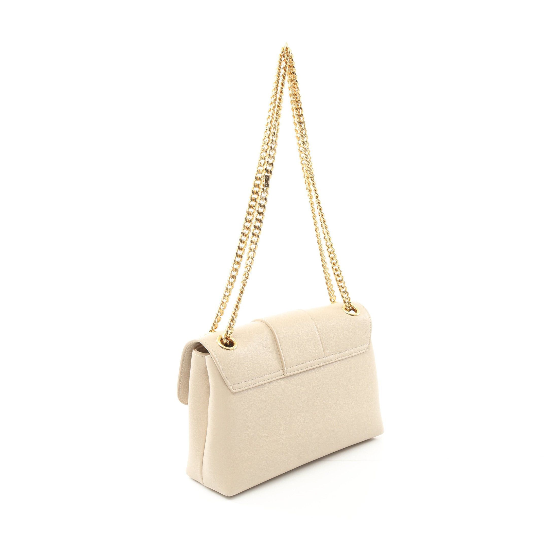 Celine Celine Victor Medium Double Chain Shoulder Bag Leather Beige Size ONE SIZE - 2 Thumbnail