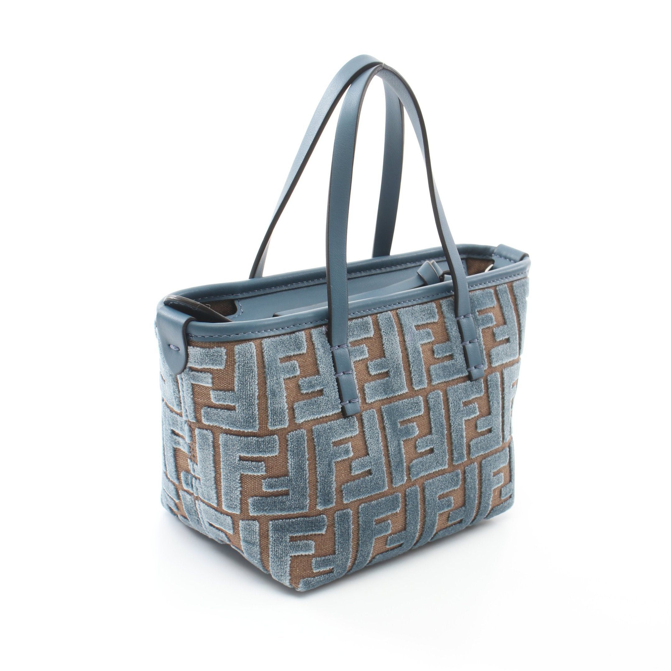 Fendi Fendi Roll Mini Handbag Tote Bag Velor Canvas Leather Blue Green Brown Size ONE SIZE - 2 Thumbnail