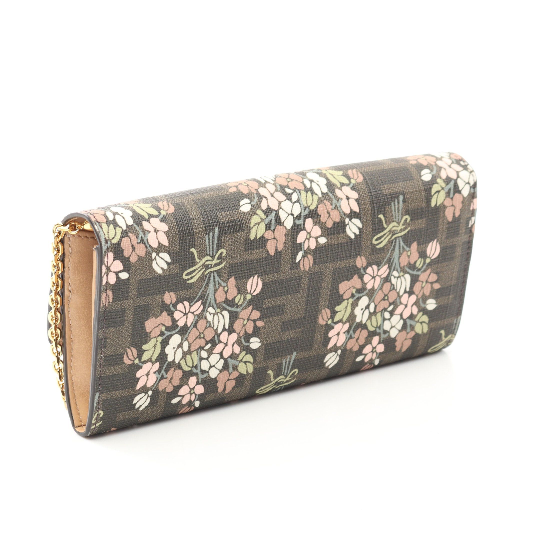 Fendi Fendi Chain Wallet Floral Pattern Brown Multicolor Size ONE SIZE - 2 Thumbnail