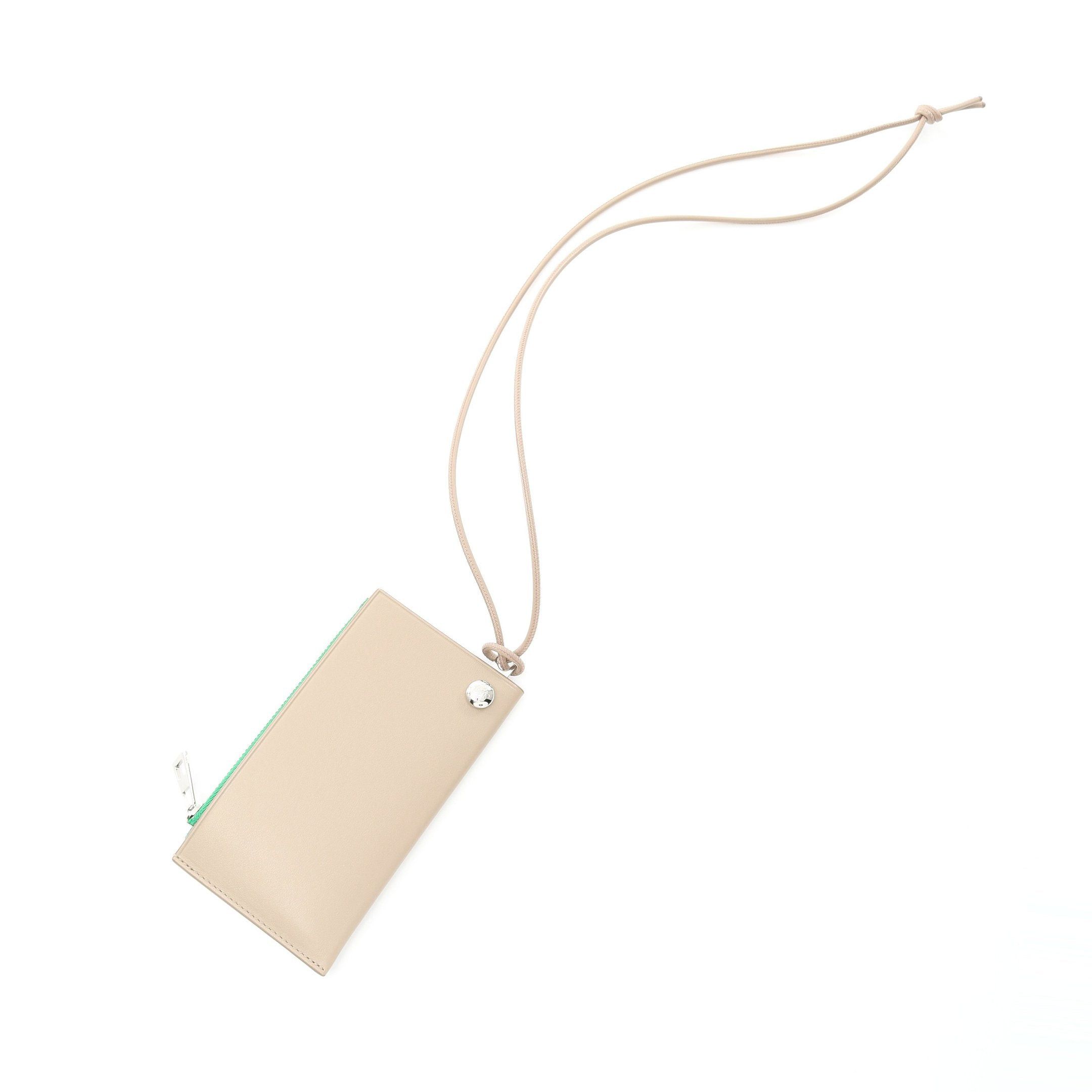 Loewe Loewe Pebble Slider Coin Card Holder Purse Leather Gray Beige Green With Neck Strap Size ONE SIZE - 6 Thumbnail