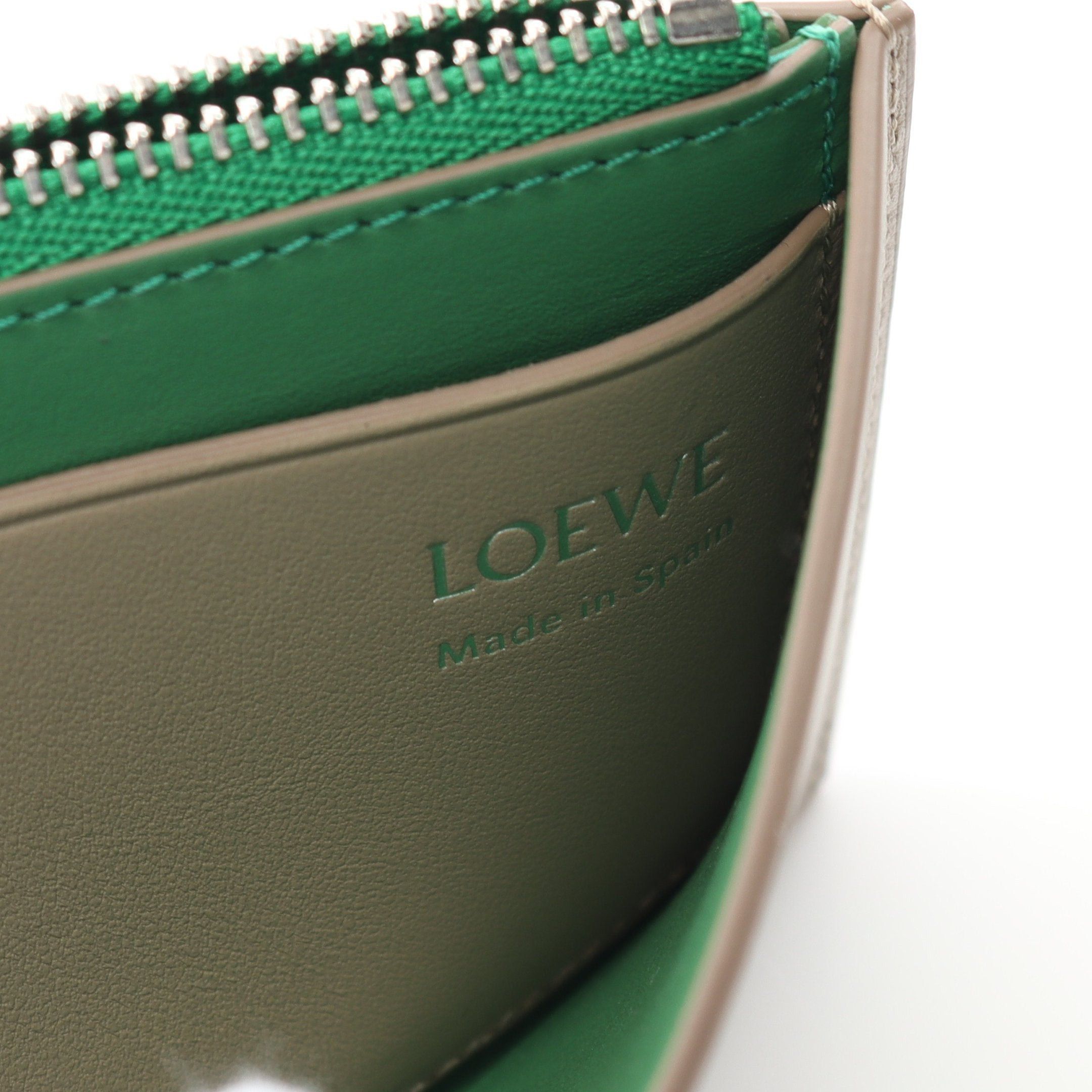 Loewe Loewe Pebble Slider Coin Card Holder Purse Leather Gray Beige Green With Neck Strap Size ONE SIZE - 5 Thumbnail