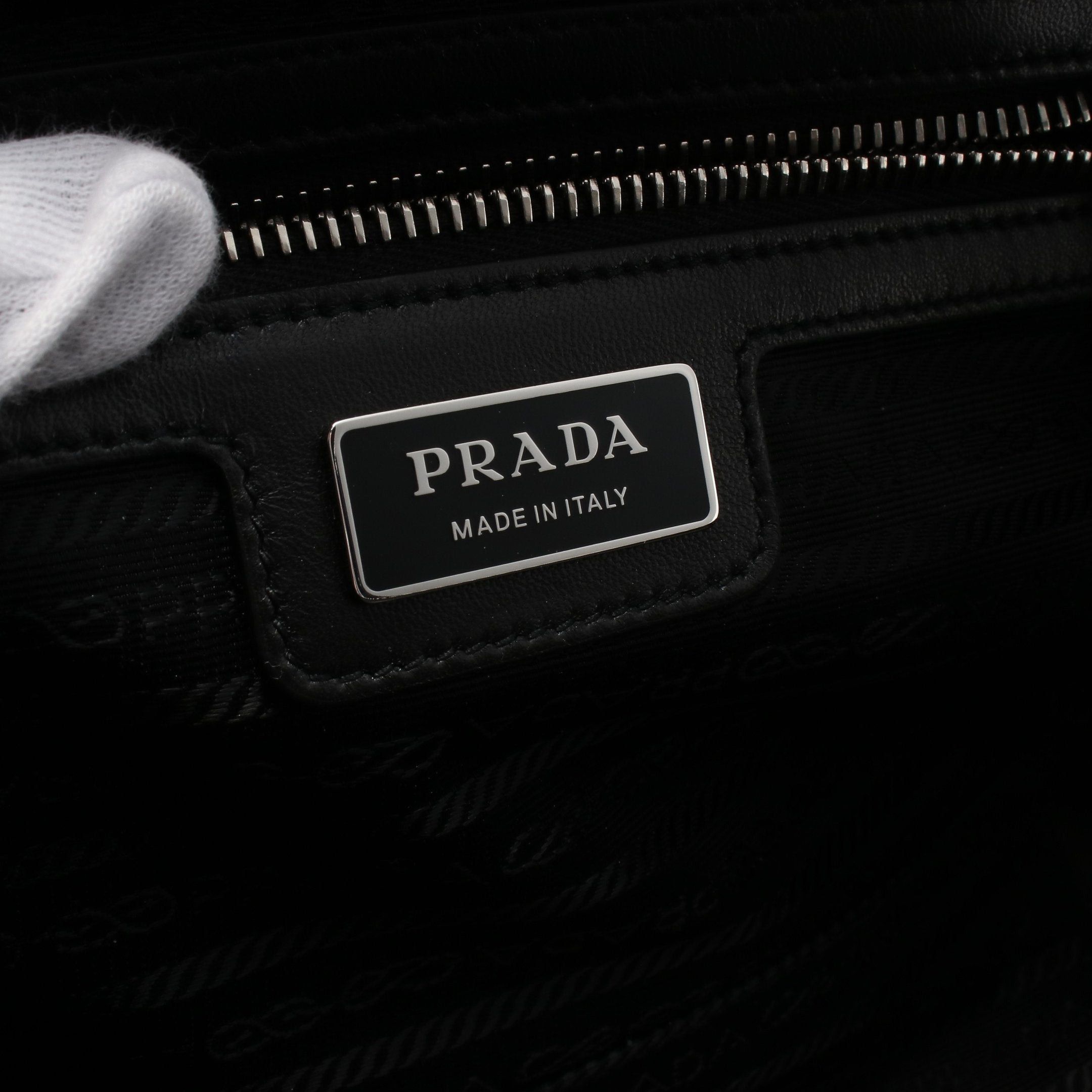 Prada Prada Handbag Bead Embroidery Nylon Saffiano Leather Black Size ONE SIZE - 4 Thumbnail