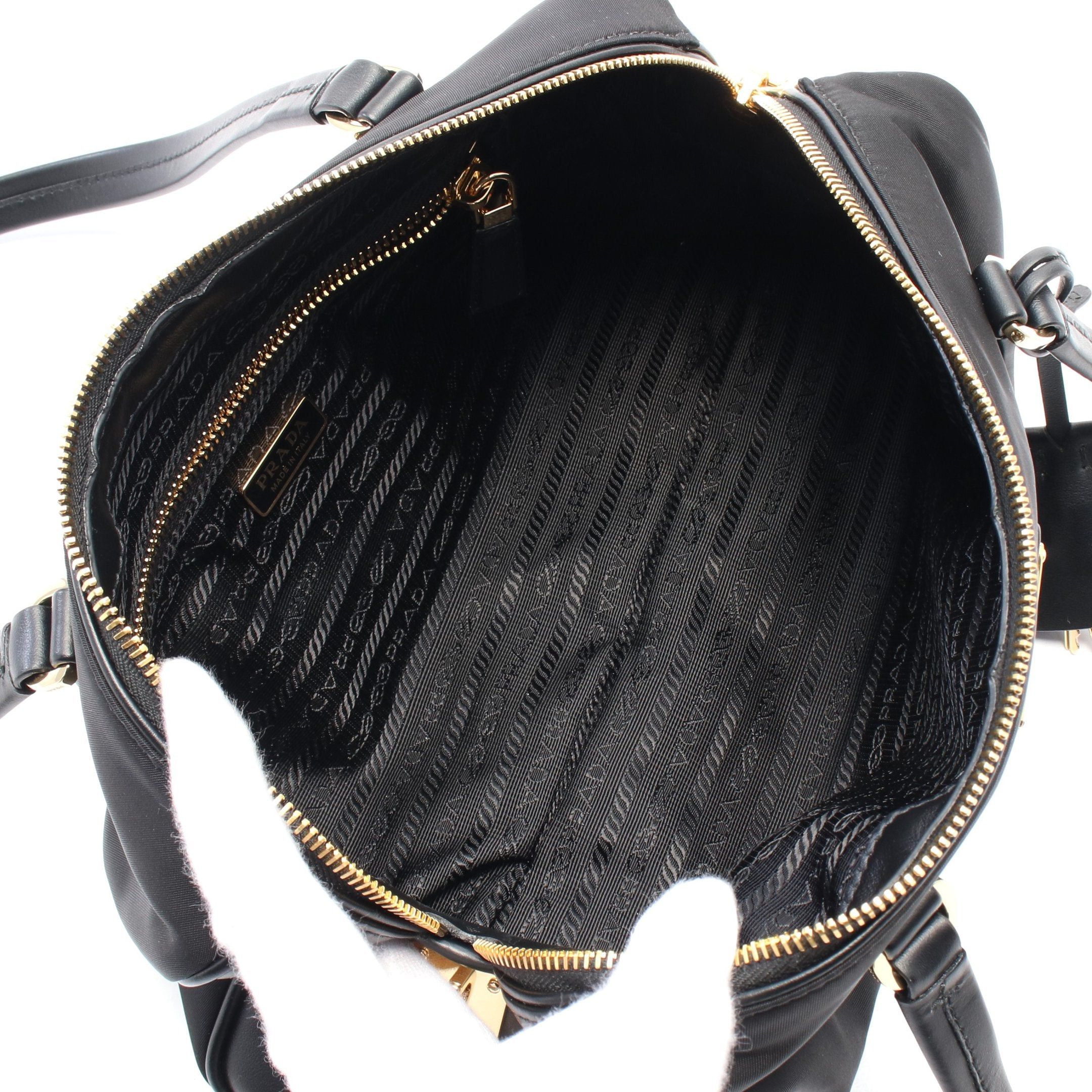 Prada Prada Re-Nylon Medium Top Handle Bag Shoulder Nylon Leather Black Size ONE SIZE - 3 Thumbnail