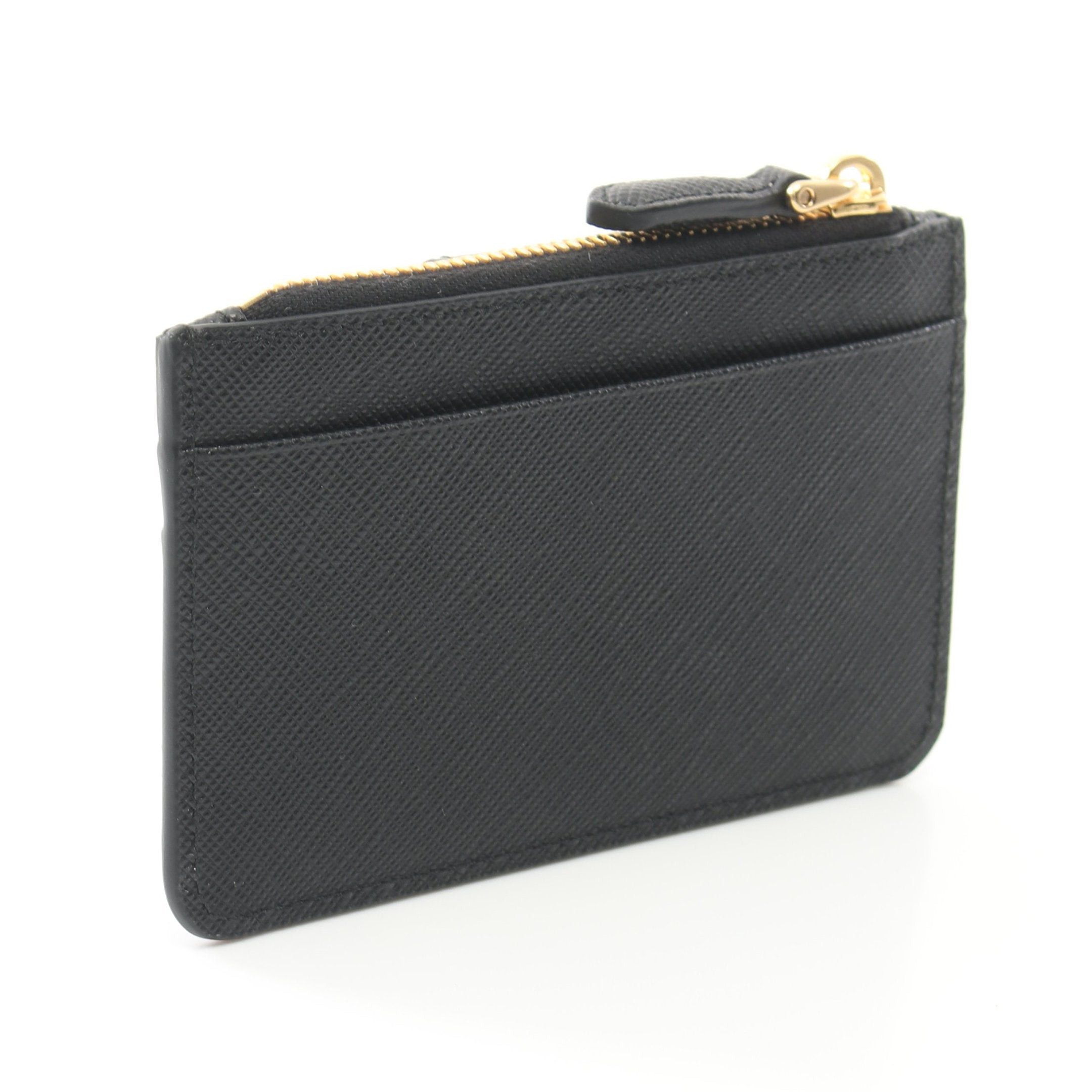 Prada Prada Saffiano Tab Lu Coin Purse Leather Black Size ONE SIZE - 2 Thumbnail