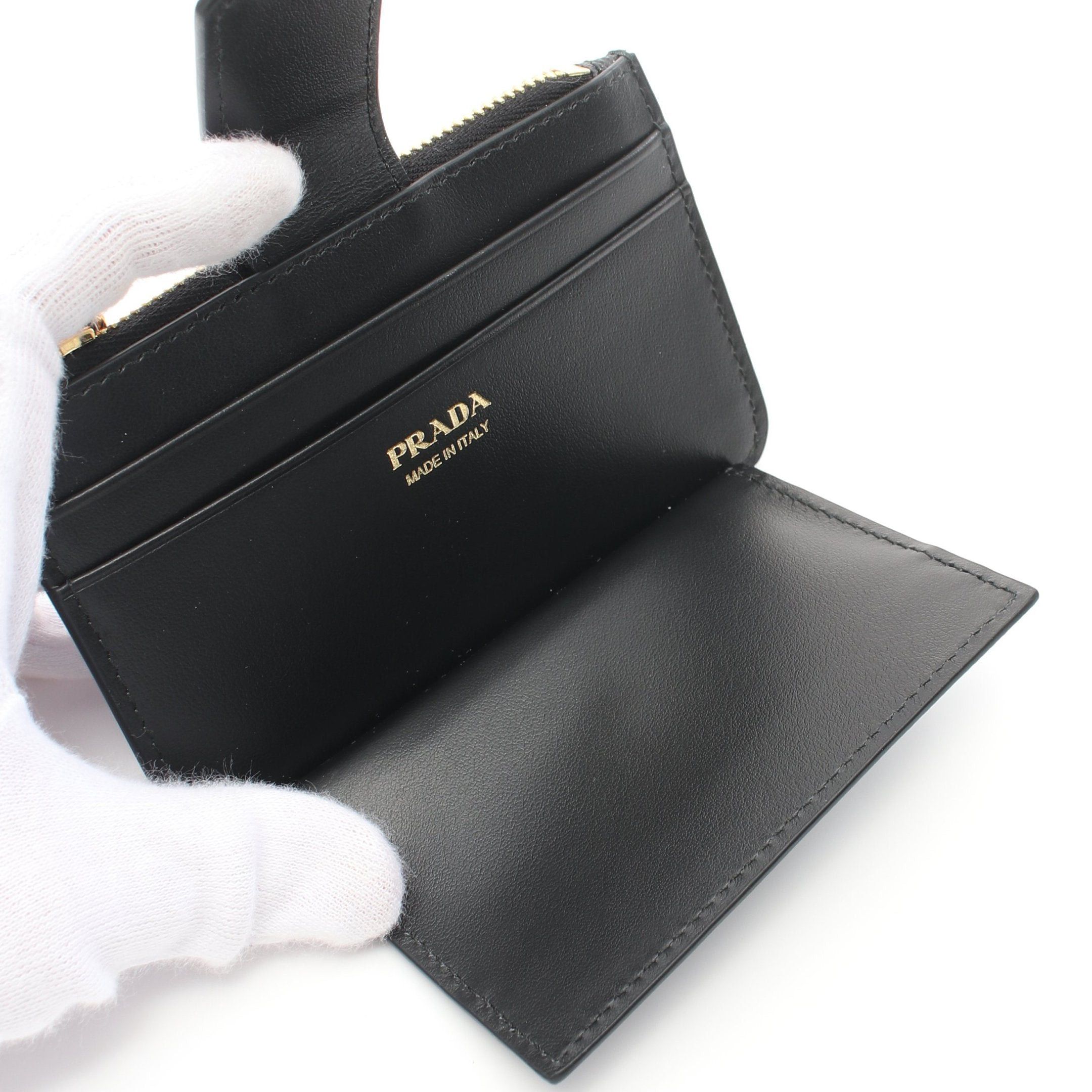 Prada Prada Saffiano Tab Lu Coin Purse Leather Black Size ONE SIZE - 4 Thumbnail