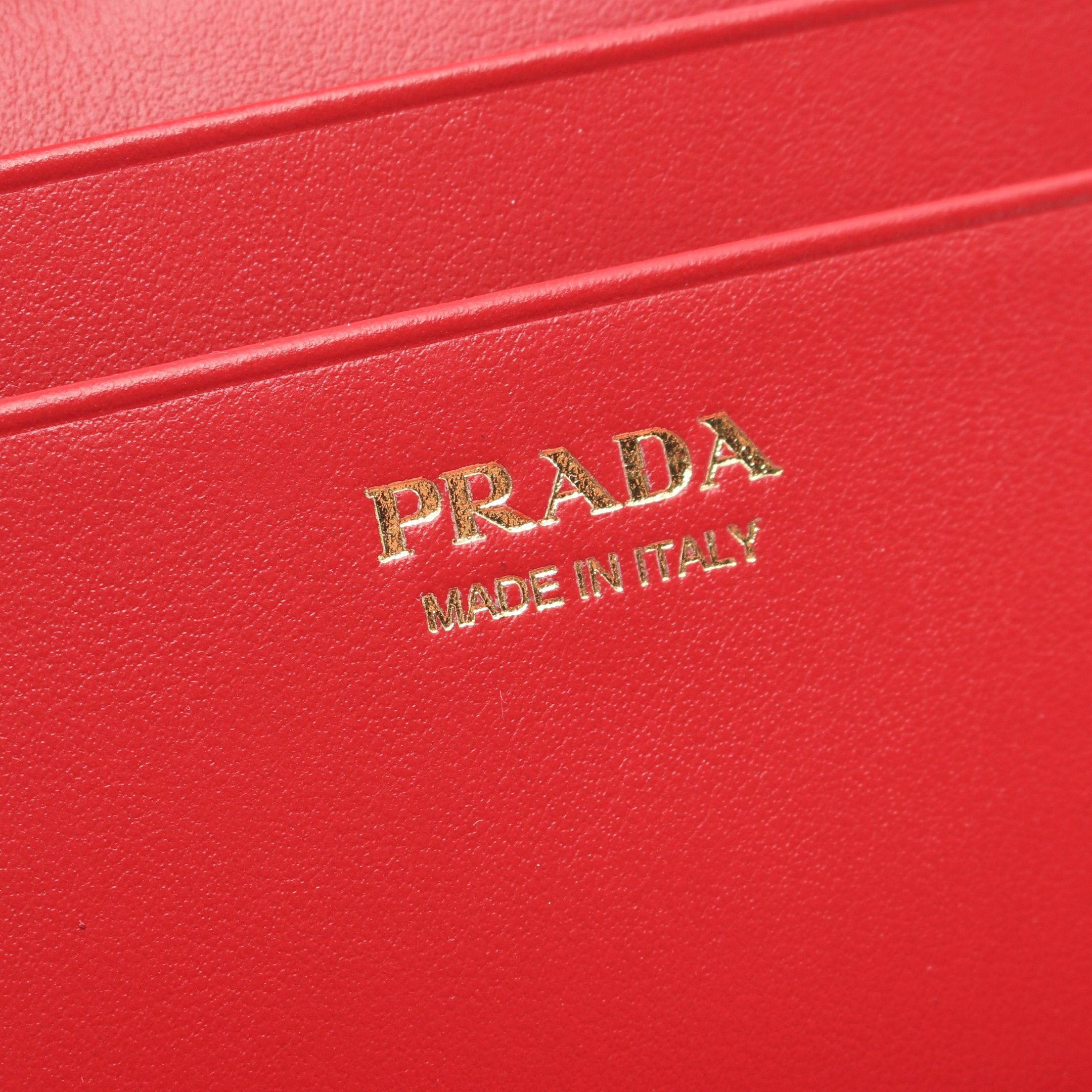 Prada Prada Saffiano Tab Lu Coin Purse Leather Red Size ONE SIZE - 5 Thumbnail