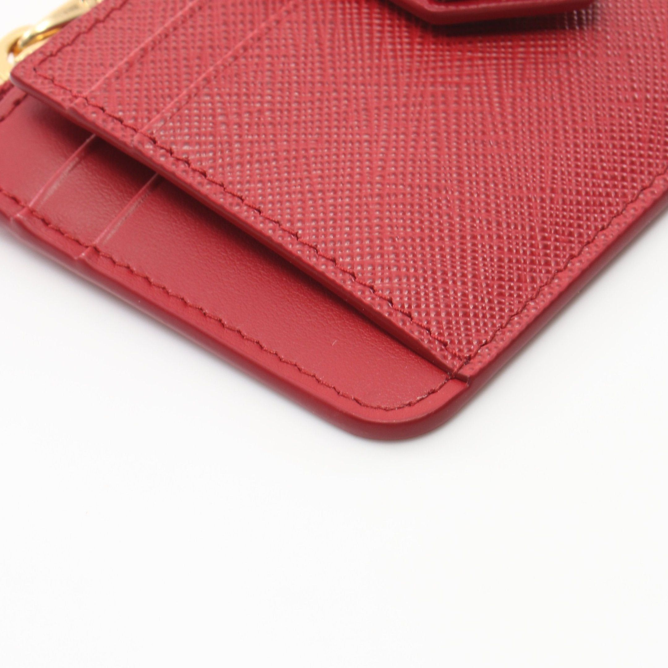Prada Prada Saffiano Tab Lu Coin Purse Leather Red Size ONE SIZE - 6 Thumbnail