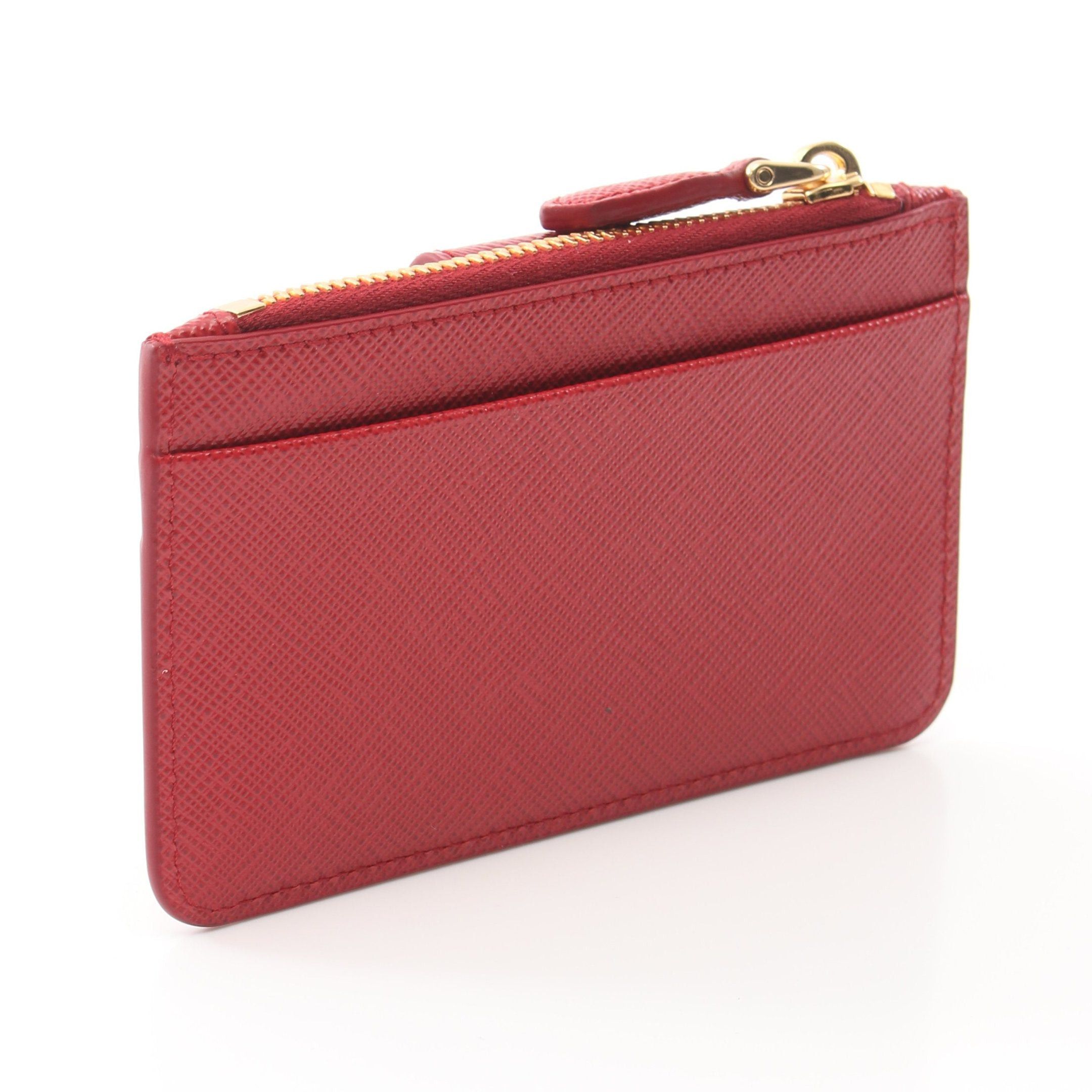 Prada Prada Saffiano Tab Lu Coin Purse Leather Red Size ONE SIZE - 2 Thumbnail