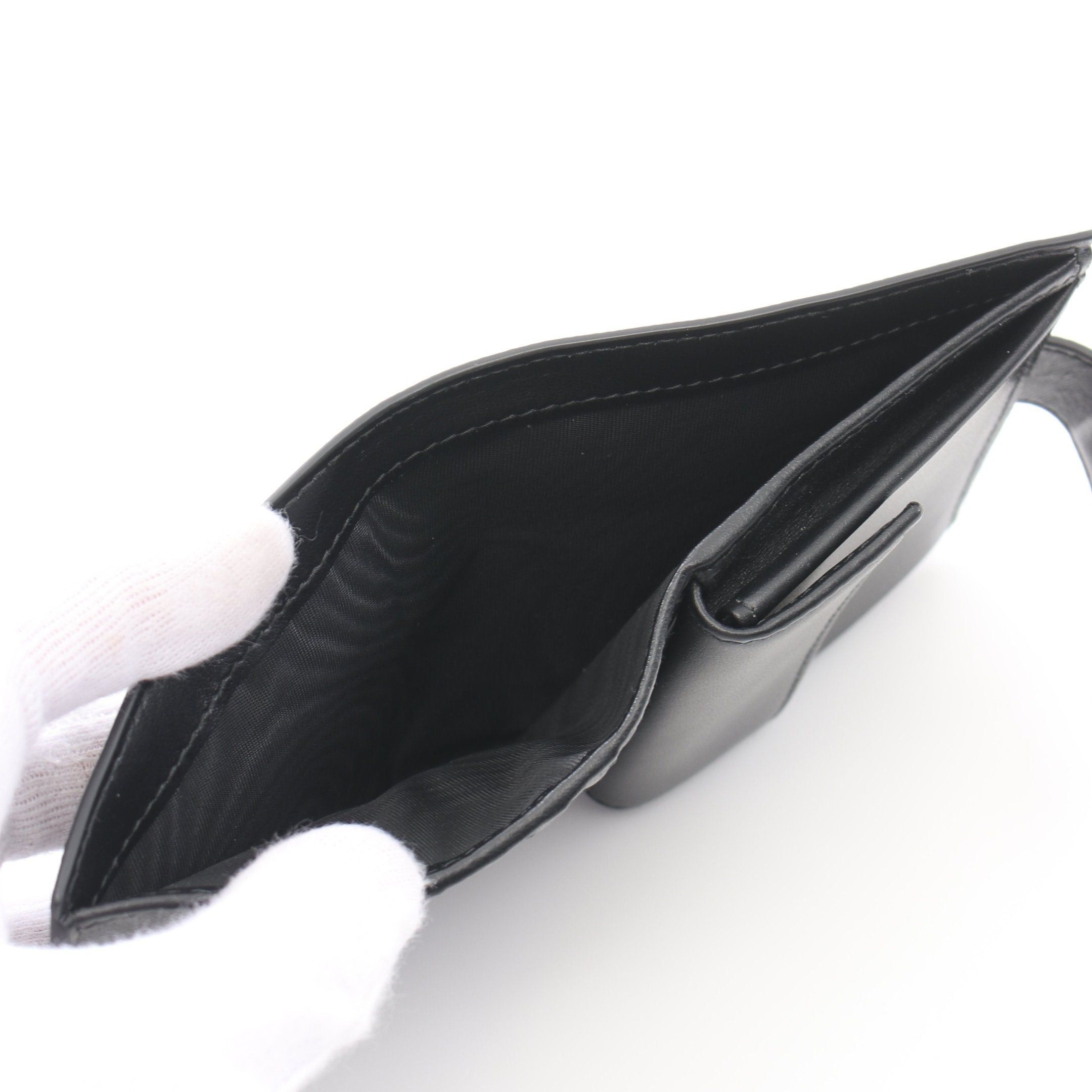 Prada Prada Saffiano Tab Lu Bi-Fold Wallet Leather Black Size ONE SIZE - 5 Thumbnail