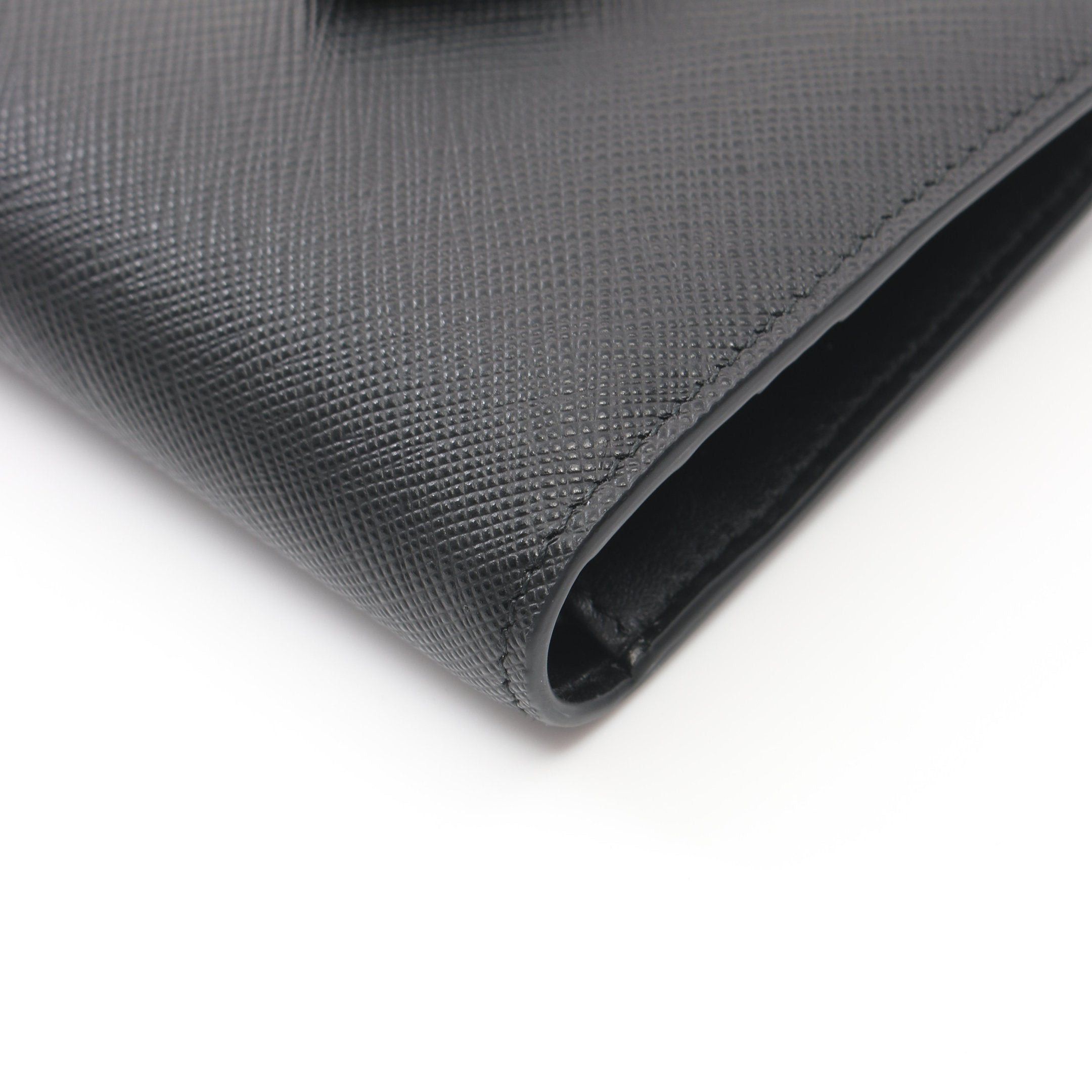 Prada Prada Saffiano Tab Lu Bi-Fold Wallet Leather Black Size ONE SIZE - 7 Thumbnail