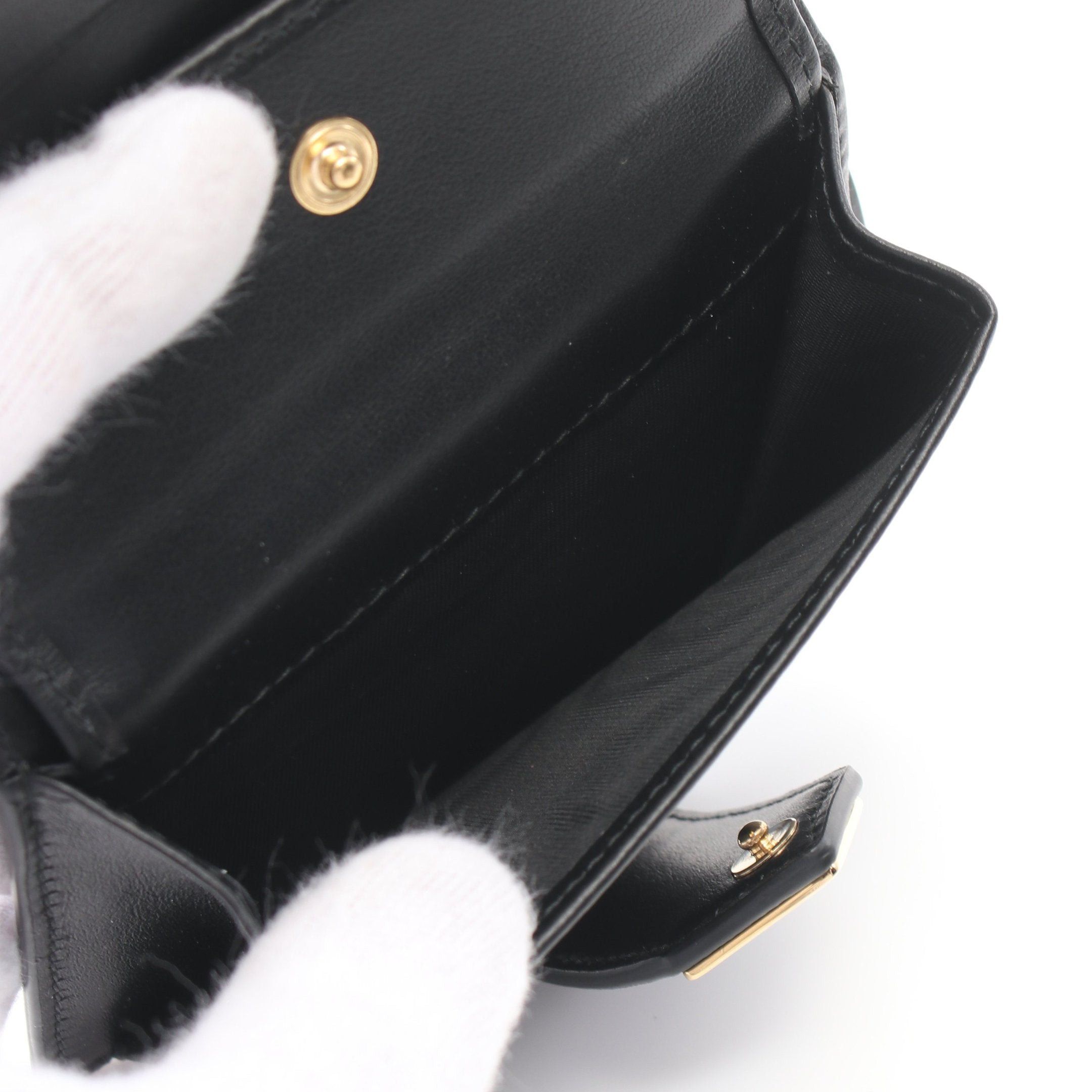 Prada Prada Saffiano Tab Lu Bi-Fold Wallet Leather Black Size ONE SIZE - 4 Thumbnail