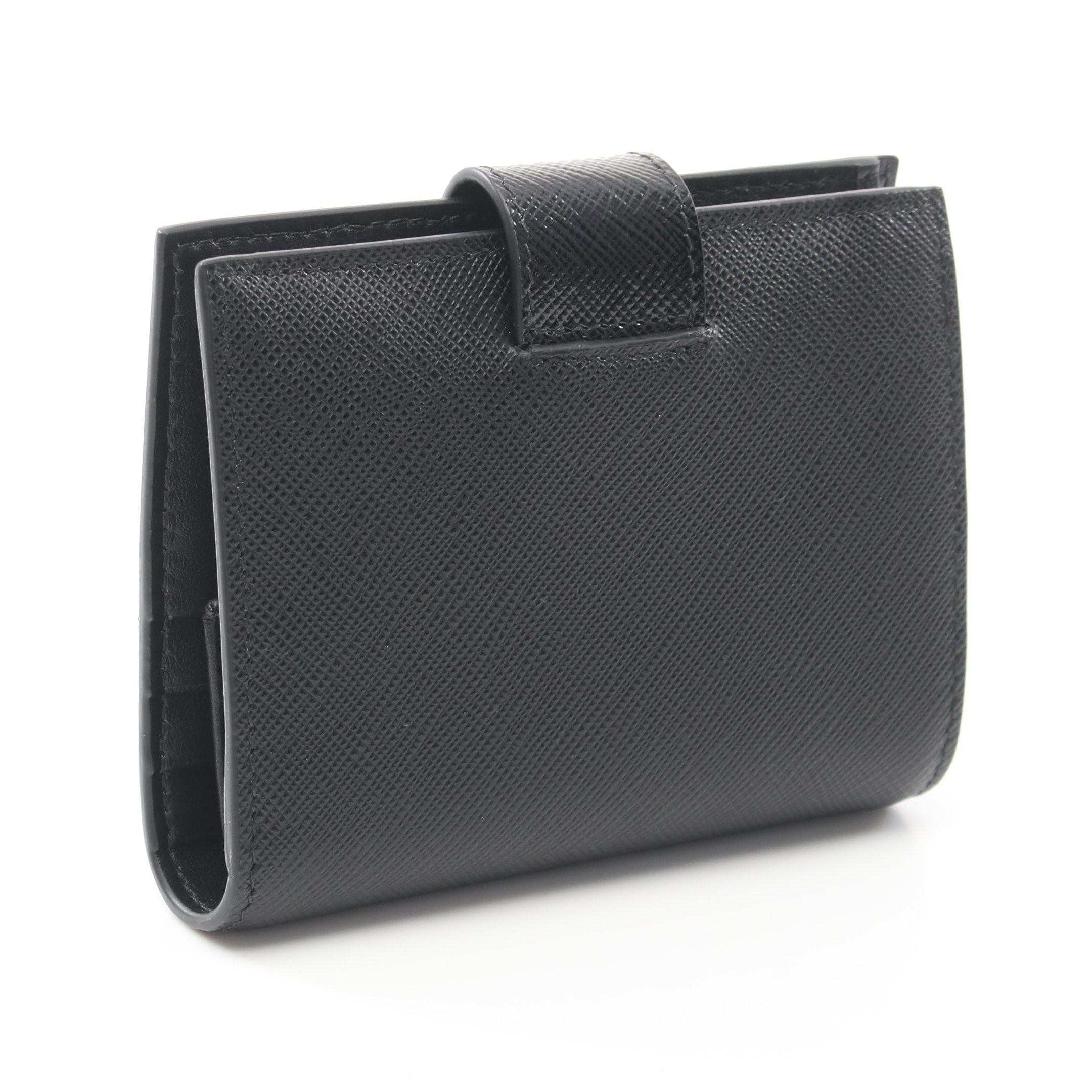 Prada Prada Saffiano Tab Lu Bi-Fold Wallet Leather Black Size ONE SIZE - 2 Thumbnail