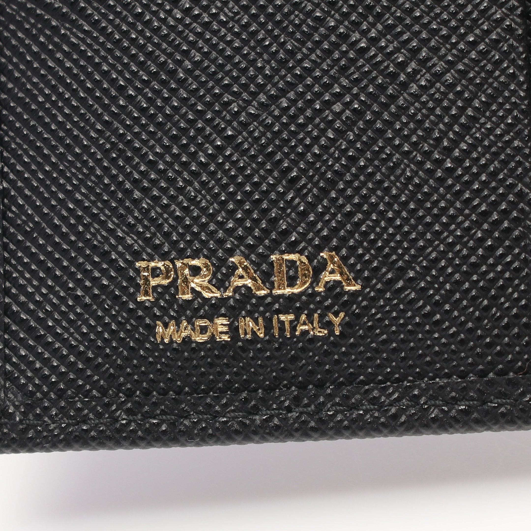 Prada Prada Saffiano Triang Bi-Fold Wallet Leather Black Size ONE SIZE - 6 Thumbnail