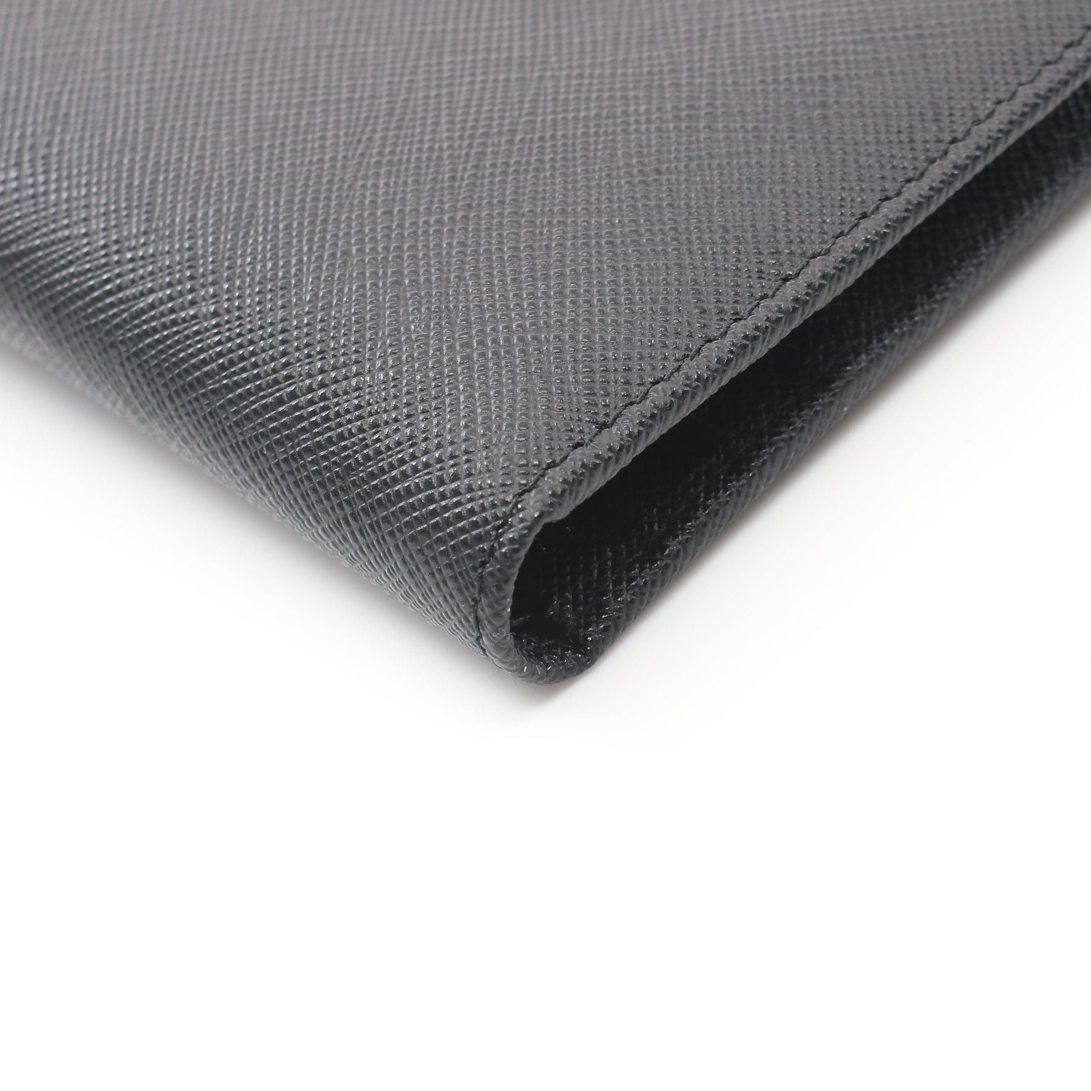 Prada Prada Saffiano Triang Bi-Fold Wallet Leather Black Size ONE SIZE - 7 Thumbnail