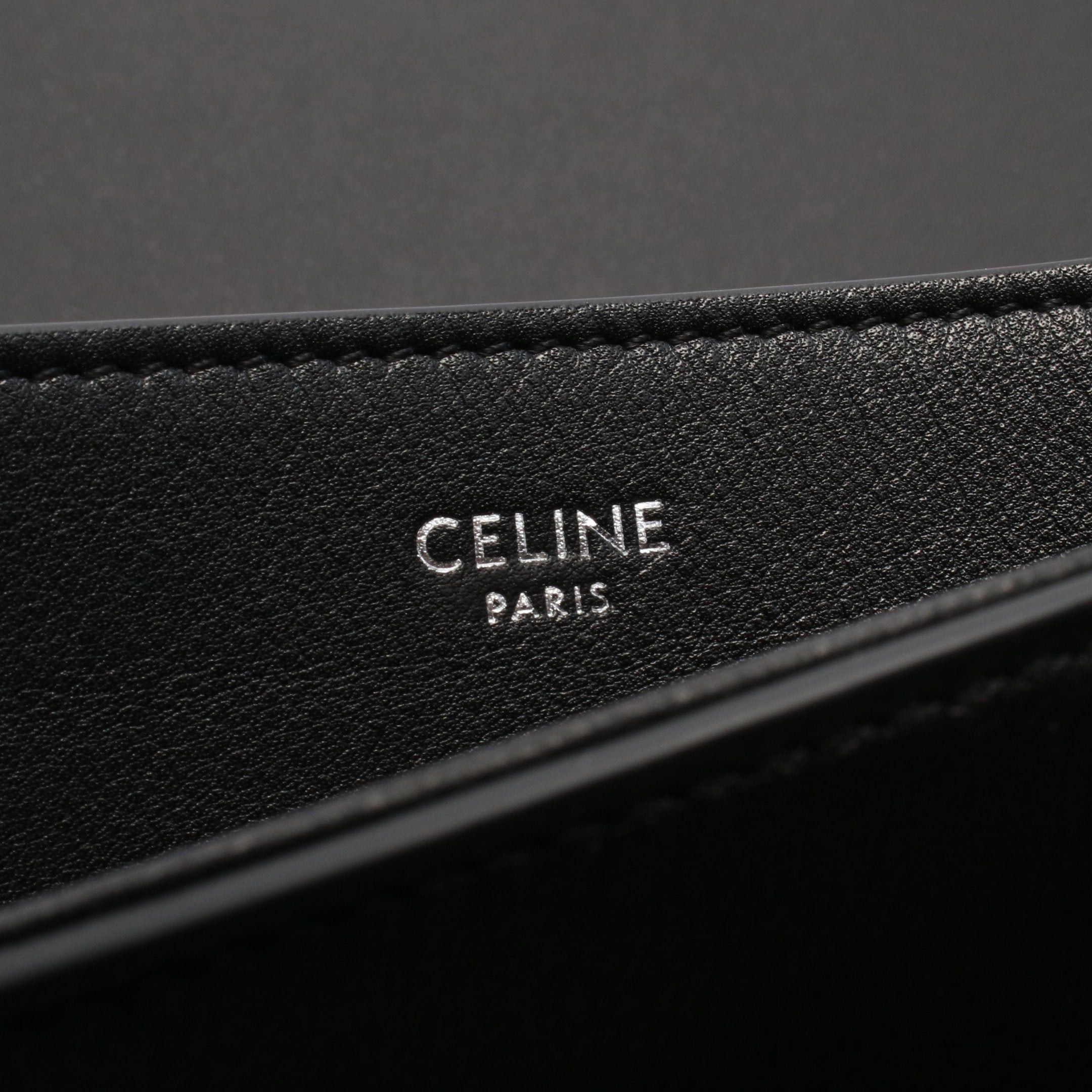 Celine Triomphe Shoulder Bag Leather Black