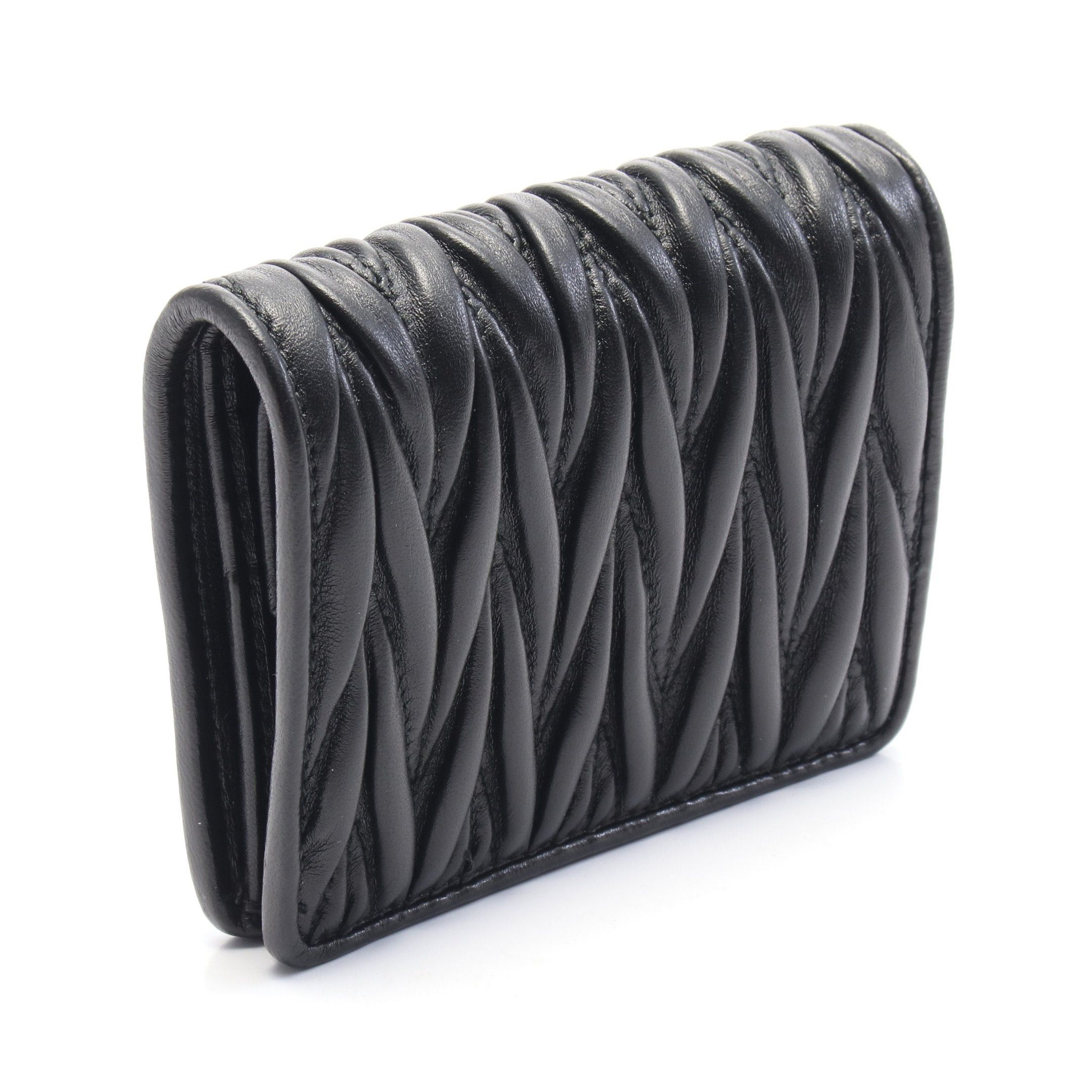 Miu Miu Miu Miu Matelasse Bi-Fold Wallet Leather Black Size ONE SIZE - 2 Thumbnail