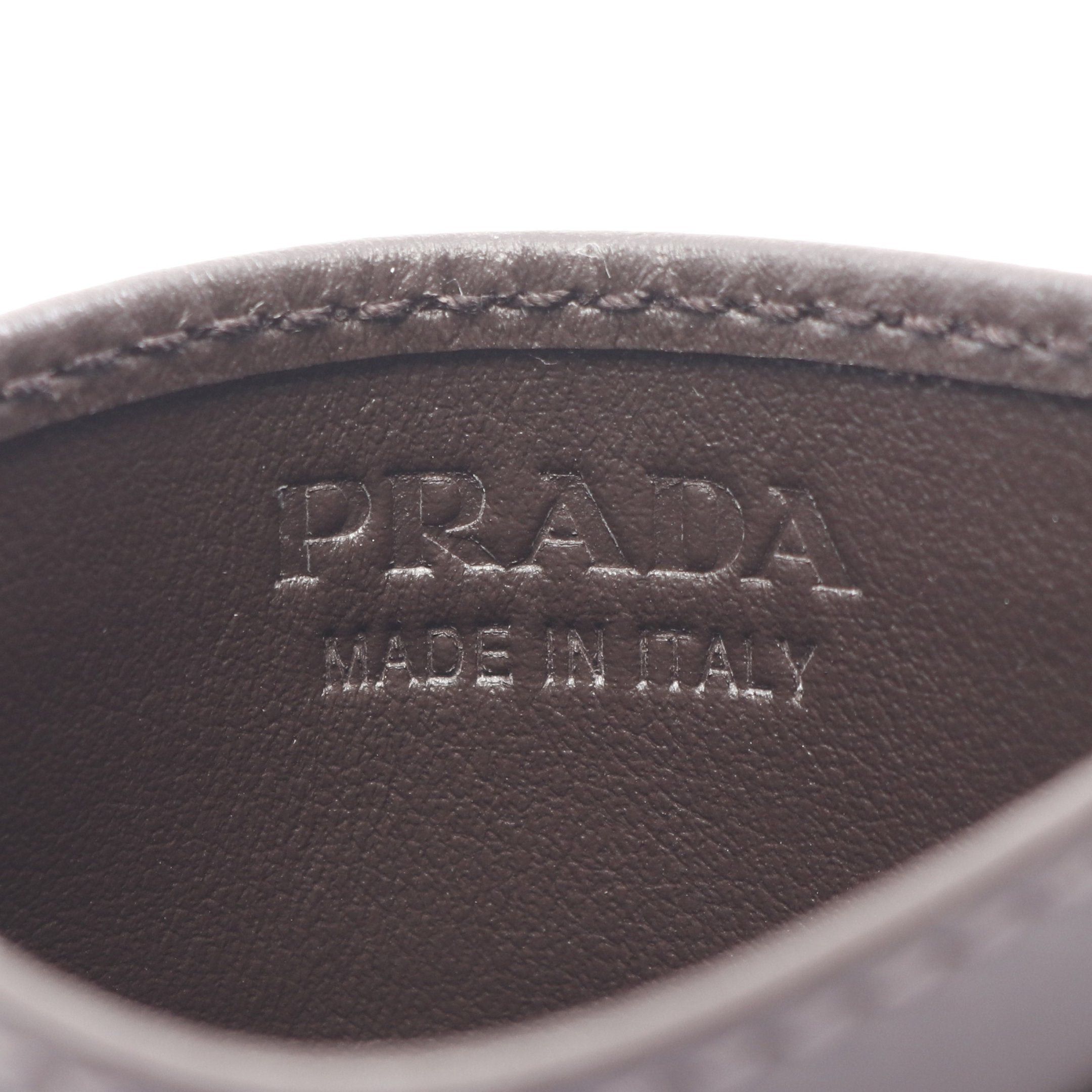 Prada Prada Re-Nylon Tessuto Camos Card Case Leather Nylon Navy Dark Brown Size ONE SIZE - 4 Thumbnail